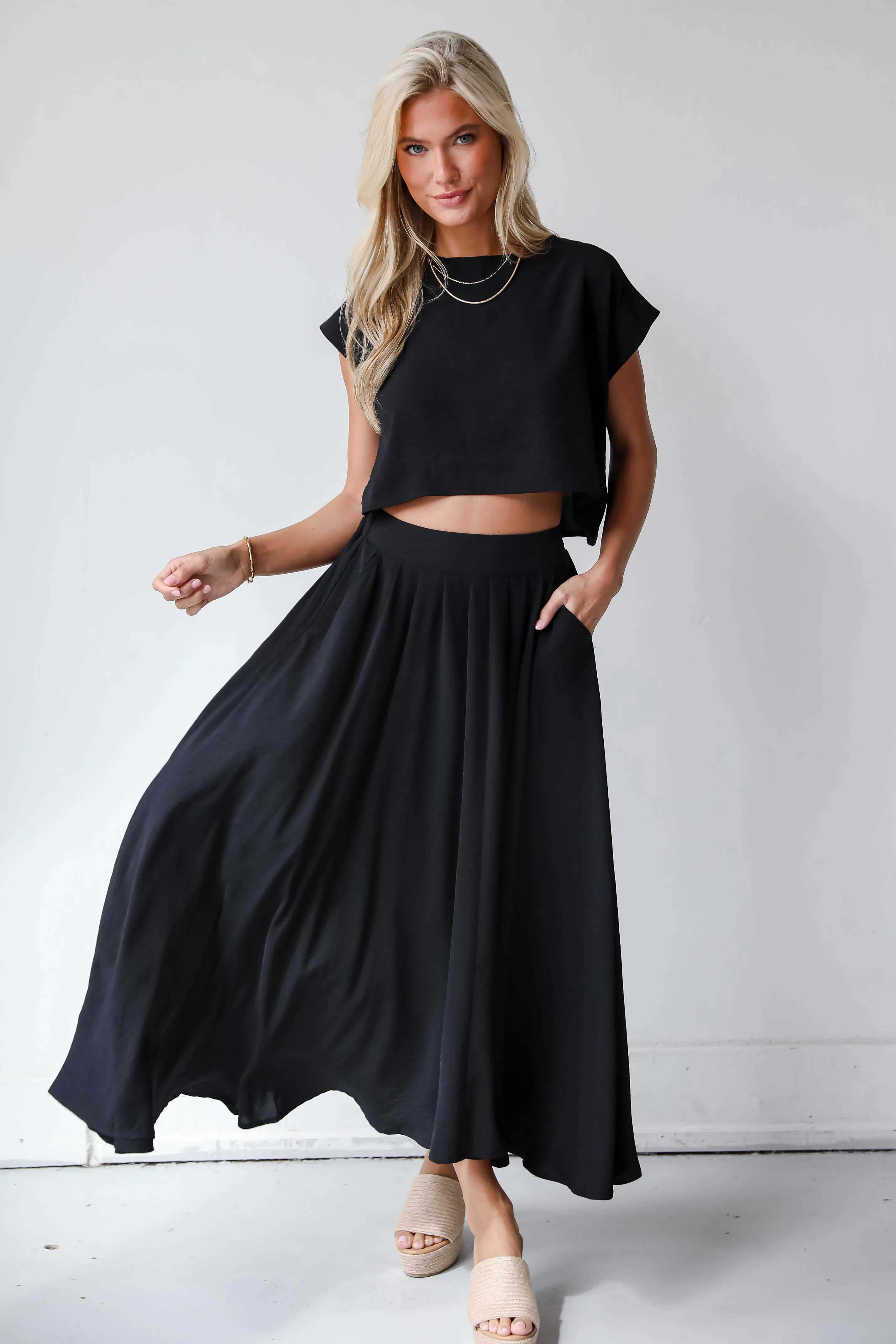 Effortless Escape Black Maxi Skirt - DU DEAL