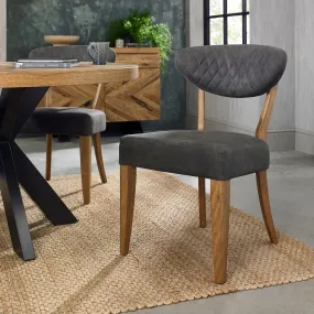 Ellipse Rustic Oak Dark Grey Chair - Pair