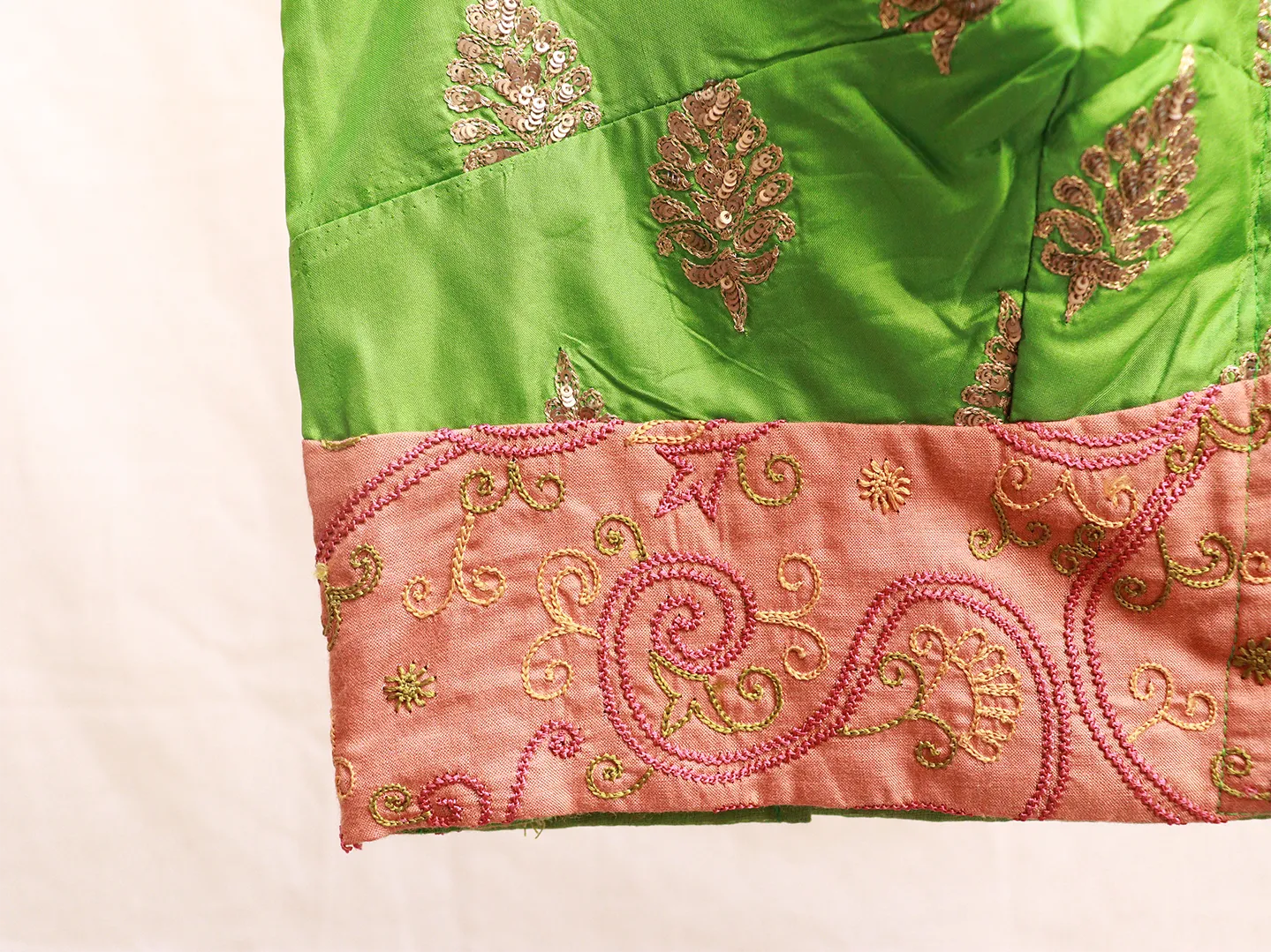 Emerald Green silk Hand embroidery blouse