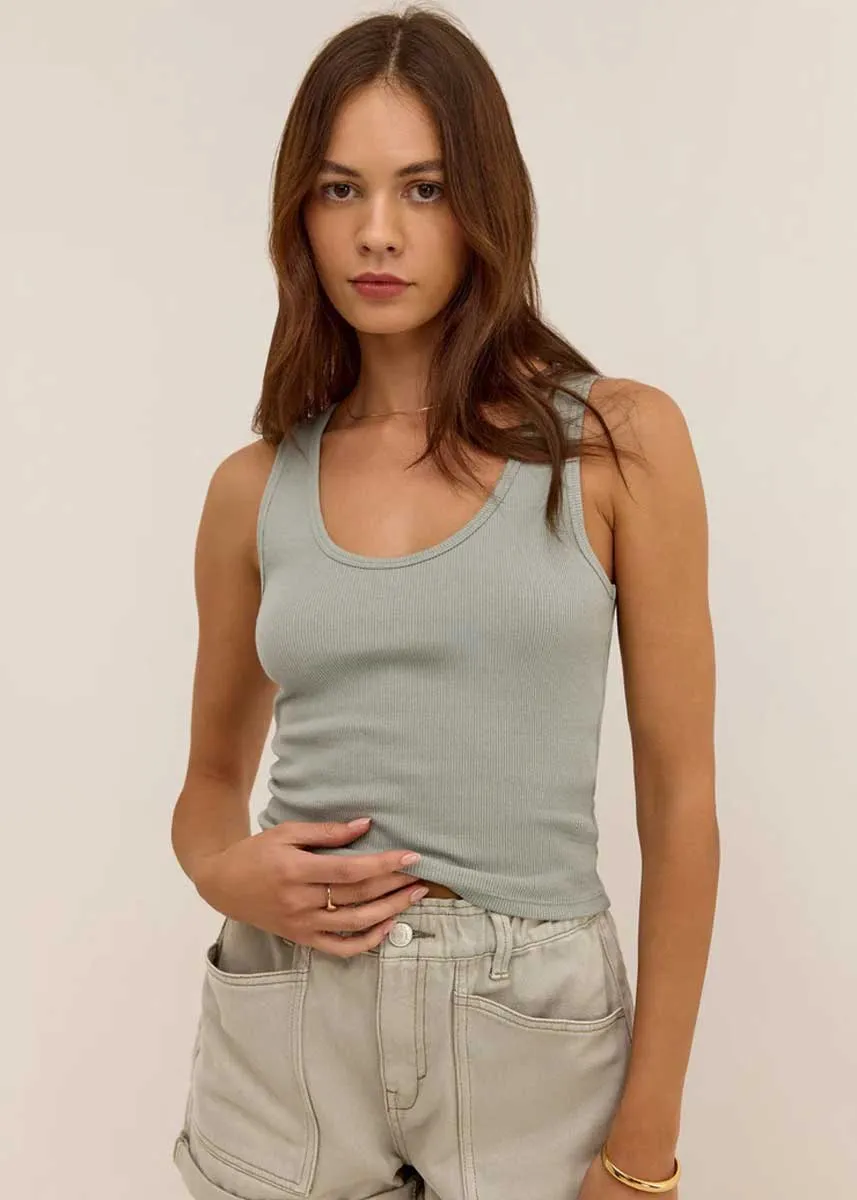 Essy Rib Top - Pale Jade