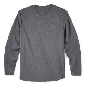 Everyday Long Sleeve Tee with Pocket in Heather Black