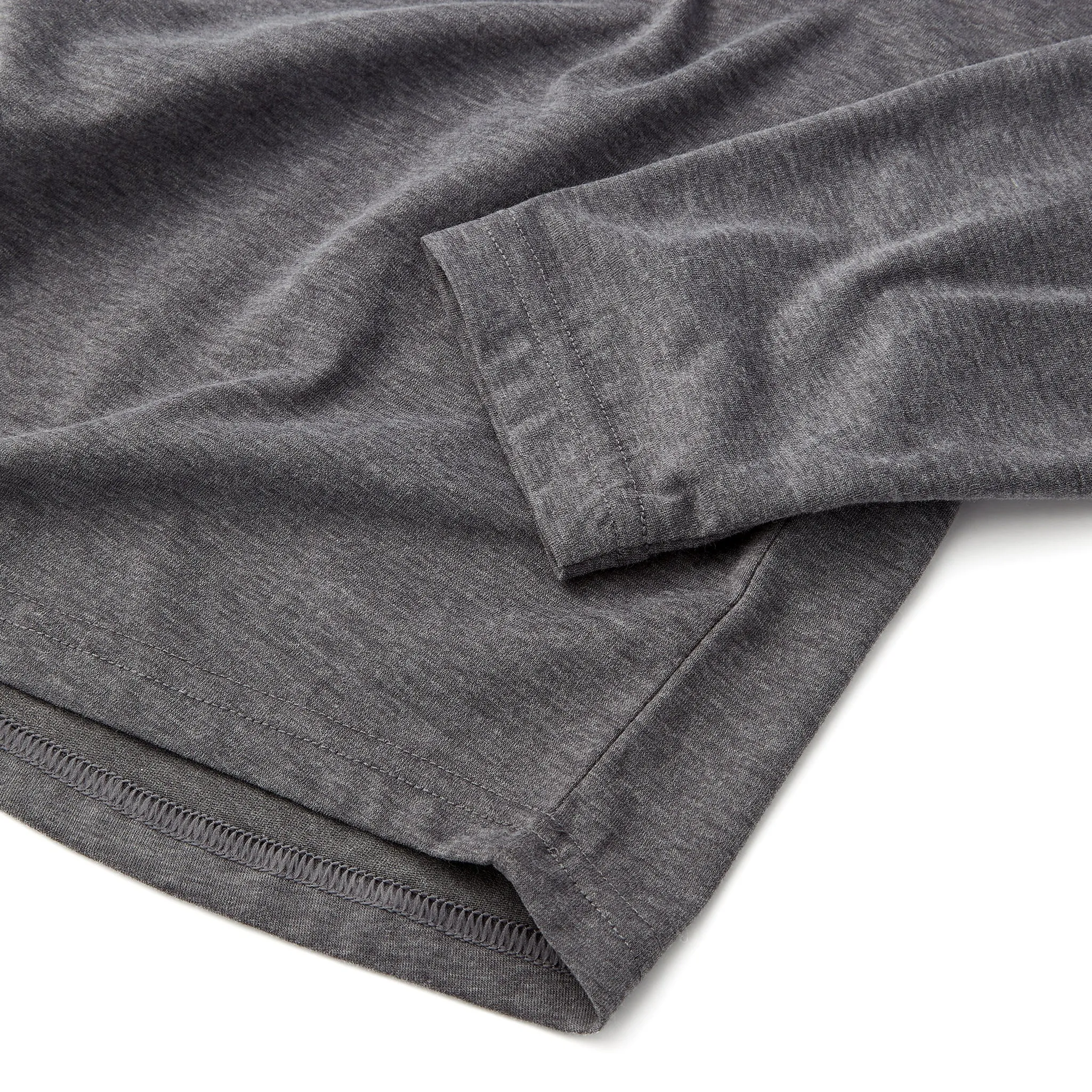 Everyday Long Sleeve Tee with Pocket in Heather Black