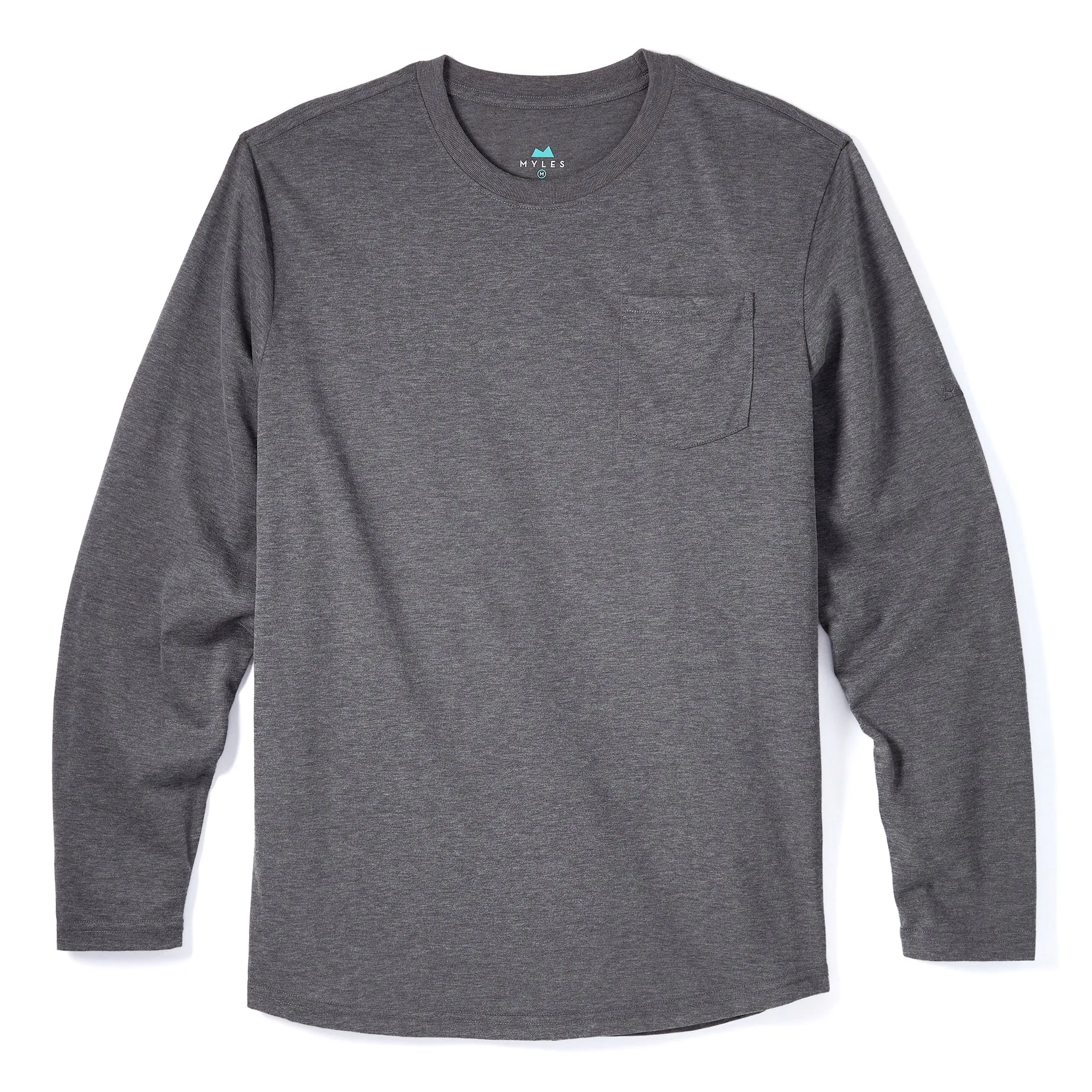 Everyday Long Sleeve Tee with Pocket in Heather Black