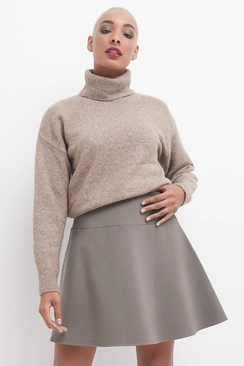 Fit-And-Flare Skirt with Wide Waistband