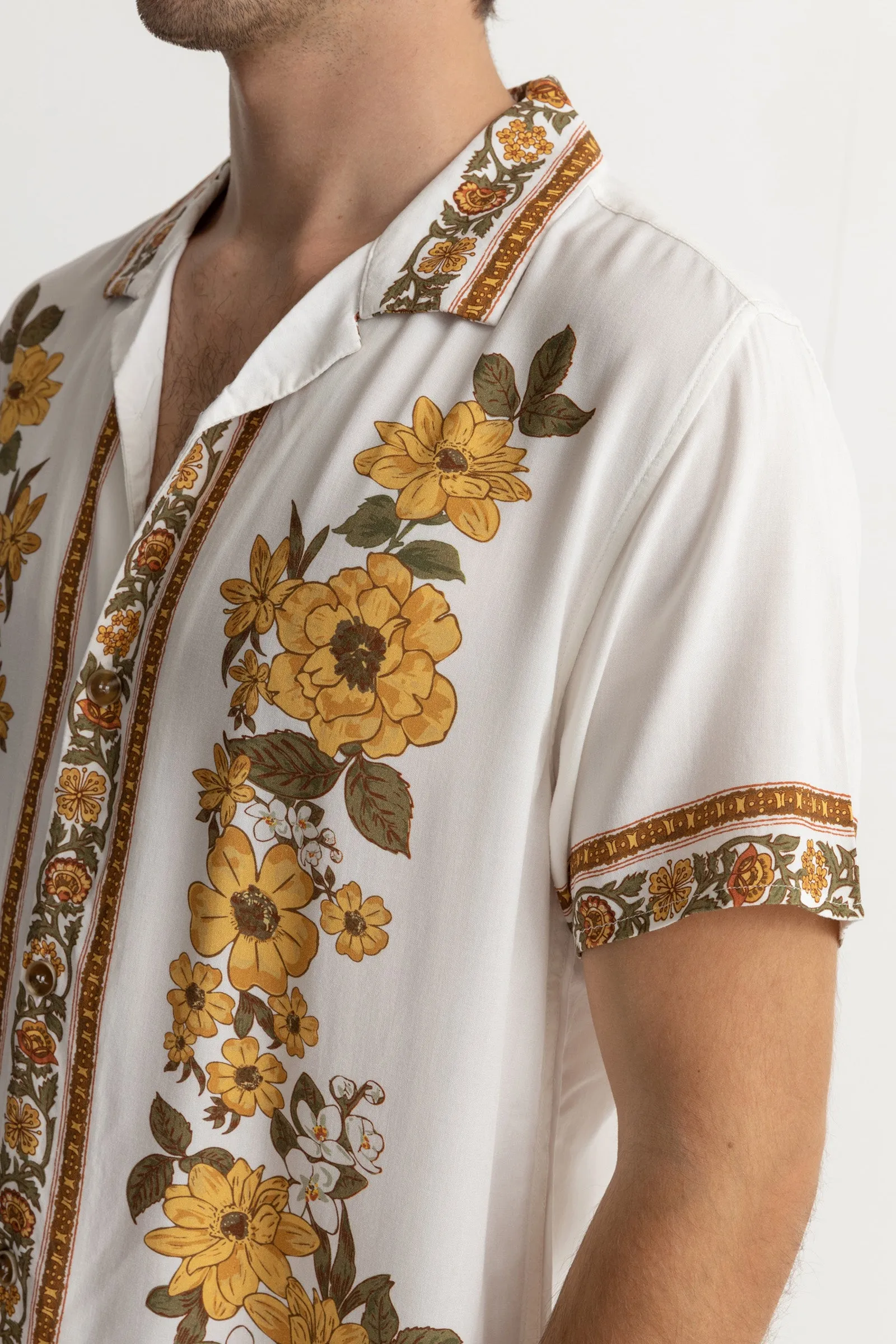 Floral Cuban SS Shirt Natural