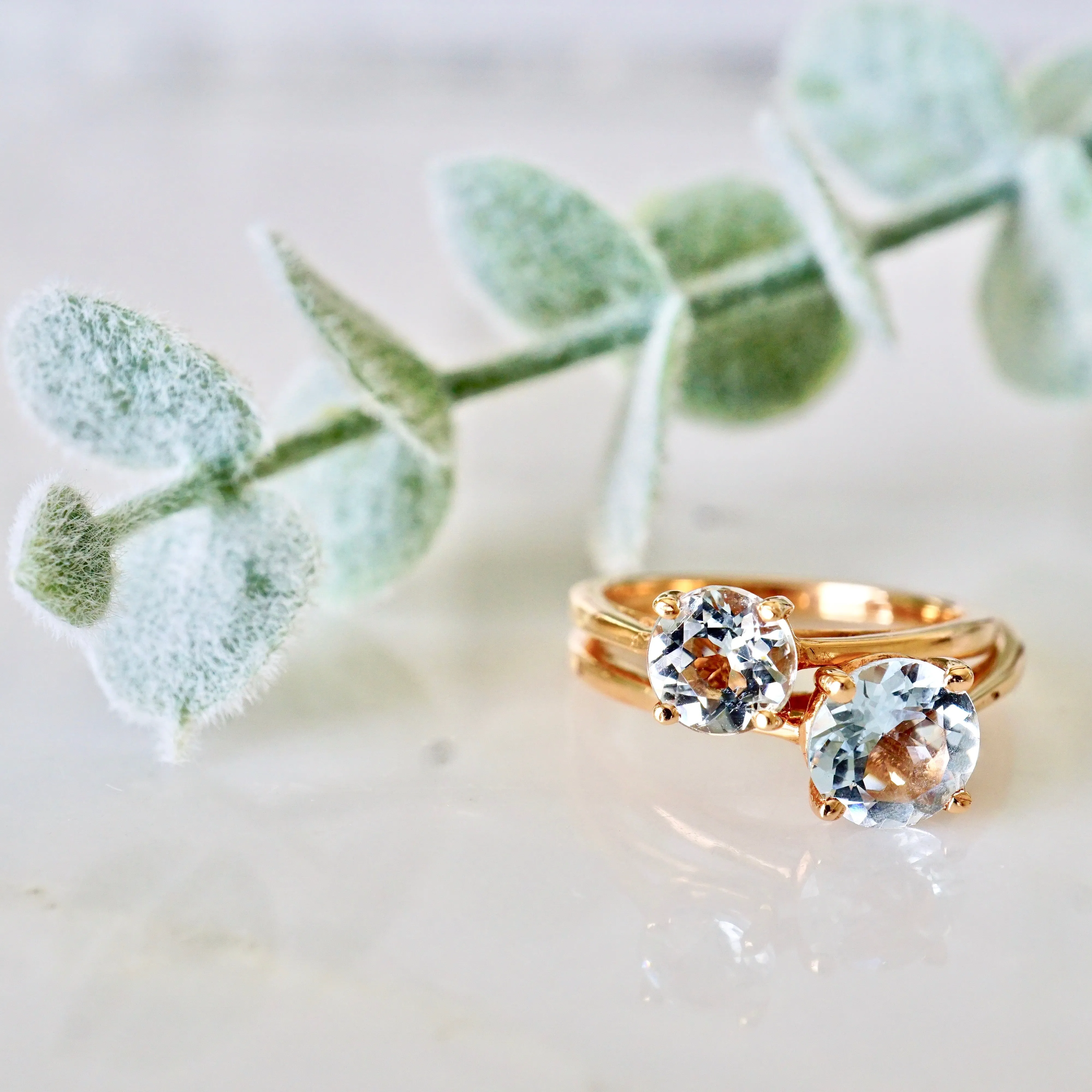 Genuine Aquamarine Ring 14k Gold - Women's Classic Aquamarine Ring - Simple Aquamarine Ring