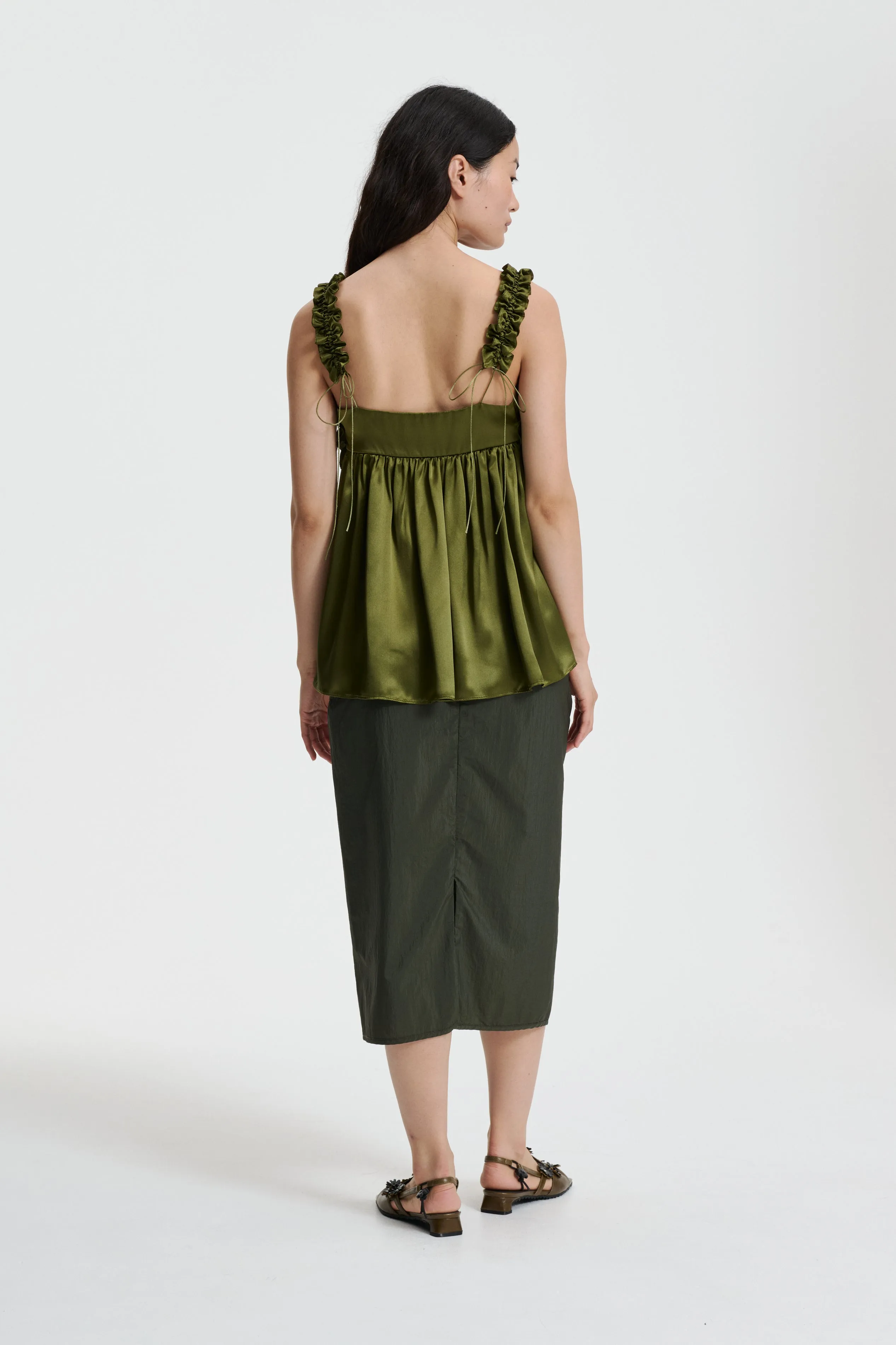 GIA | TOP SILK SATIN OLIVE