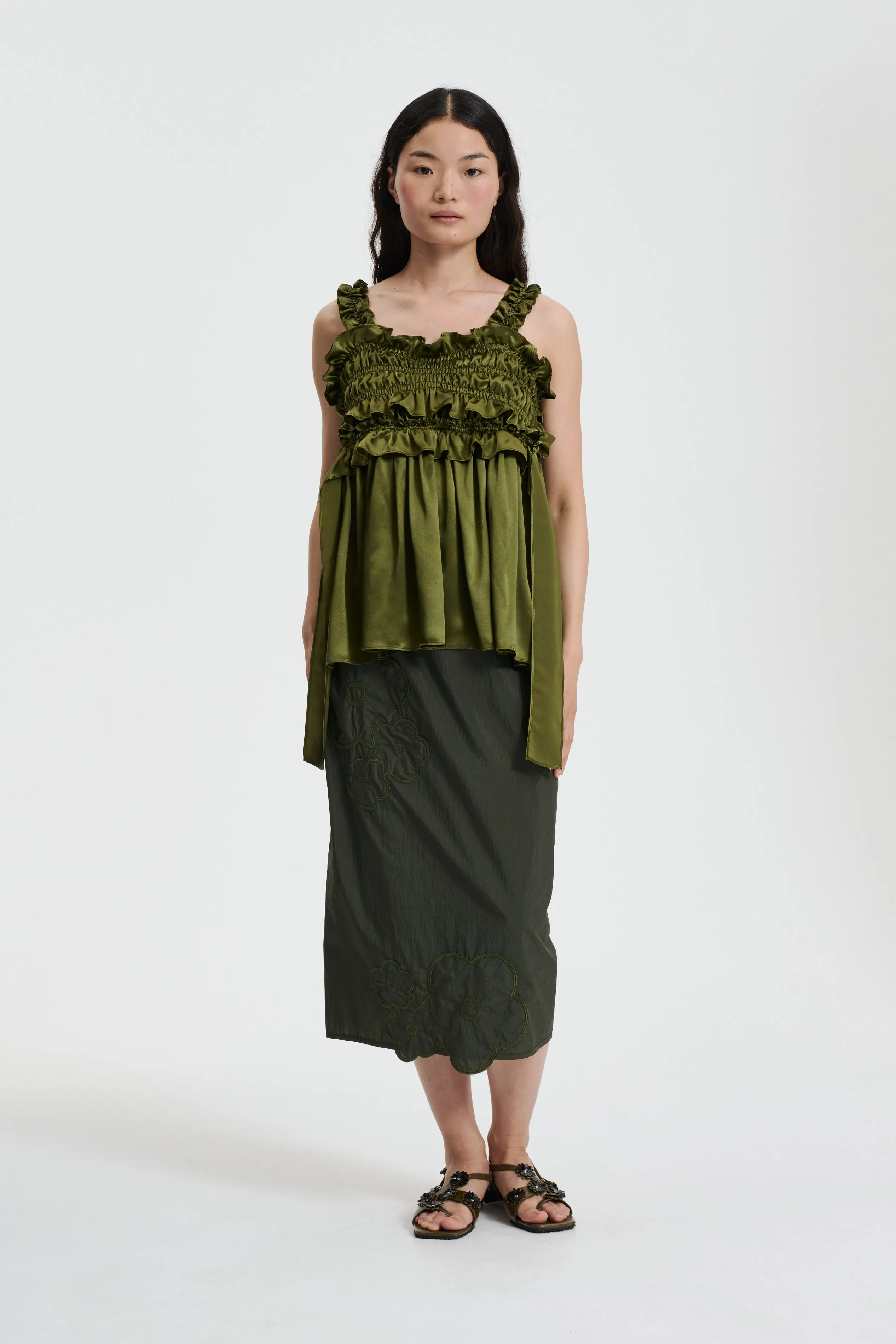 GIA | TOP SILK SATIN OLIVE