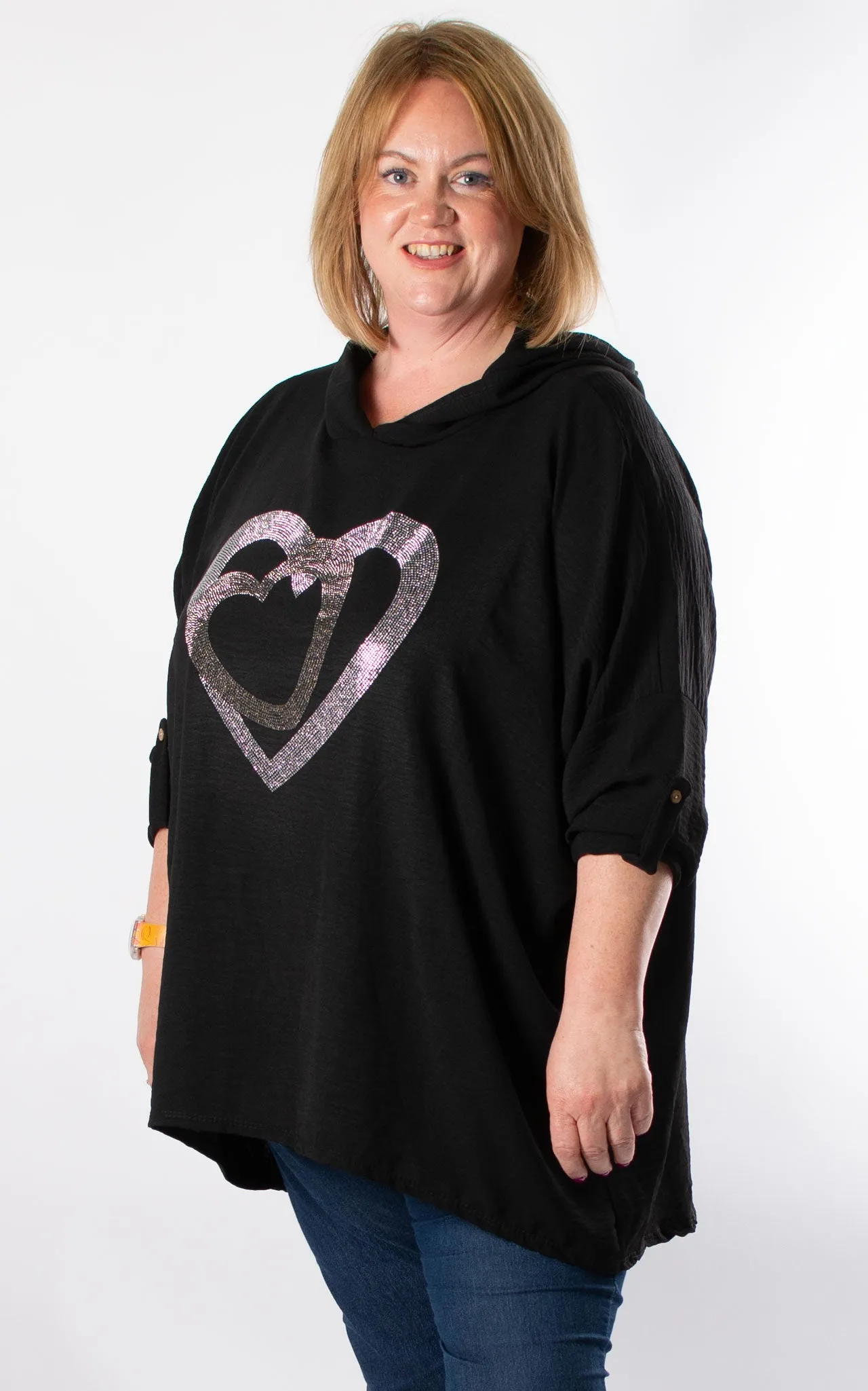 Hooded Top | Silver Hearts