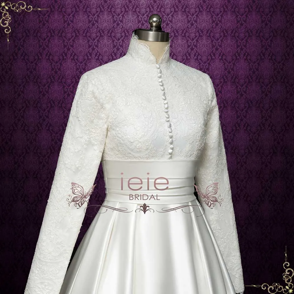 Iconic Royal Modest Lace Wedding Dress | GRACEKELLY