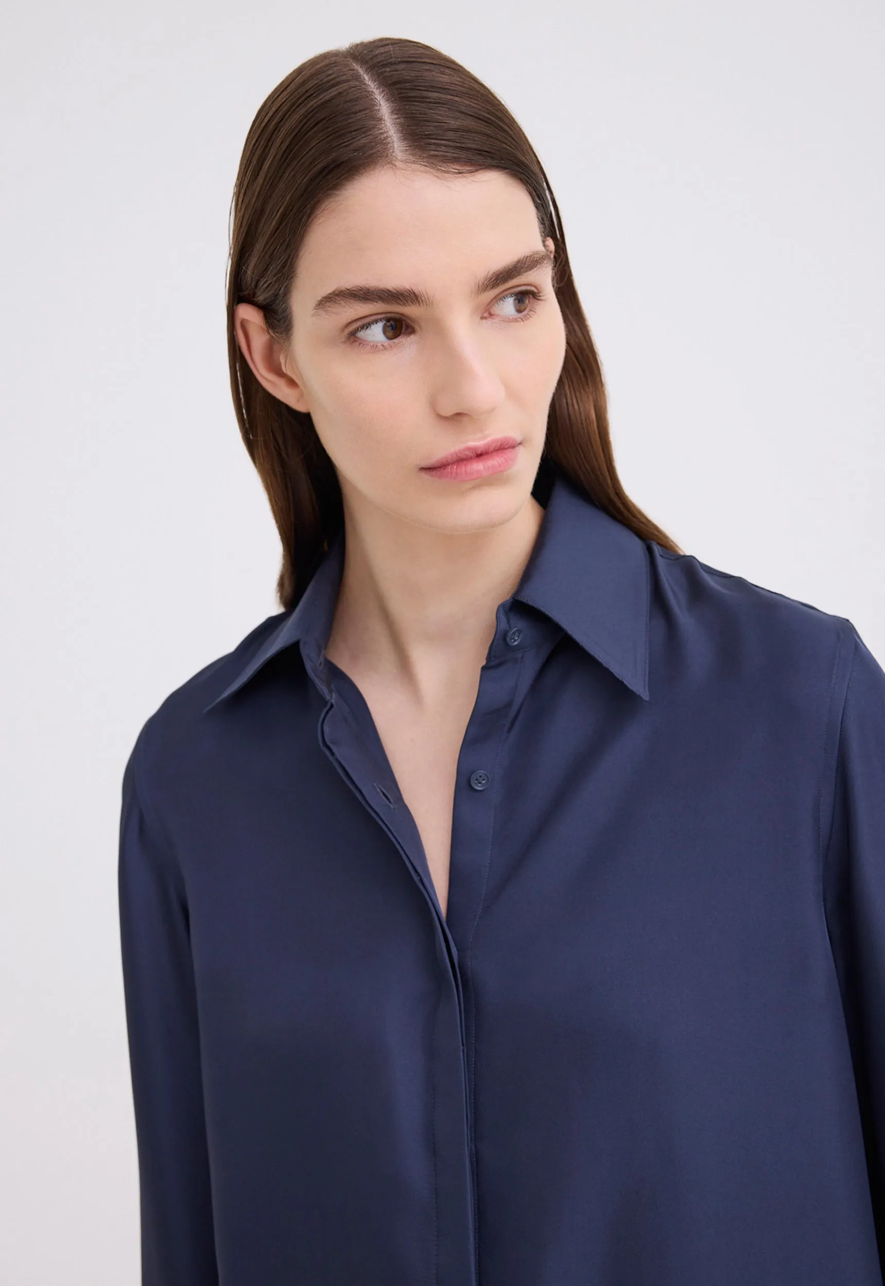 Iver Silk Twill Shirt - Sly Blue