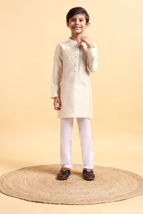 Ivory embroidery Cotton silk Kurta & Pajama Set