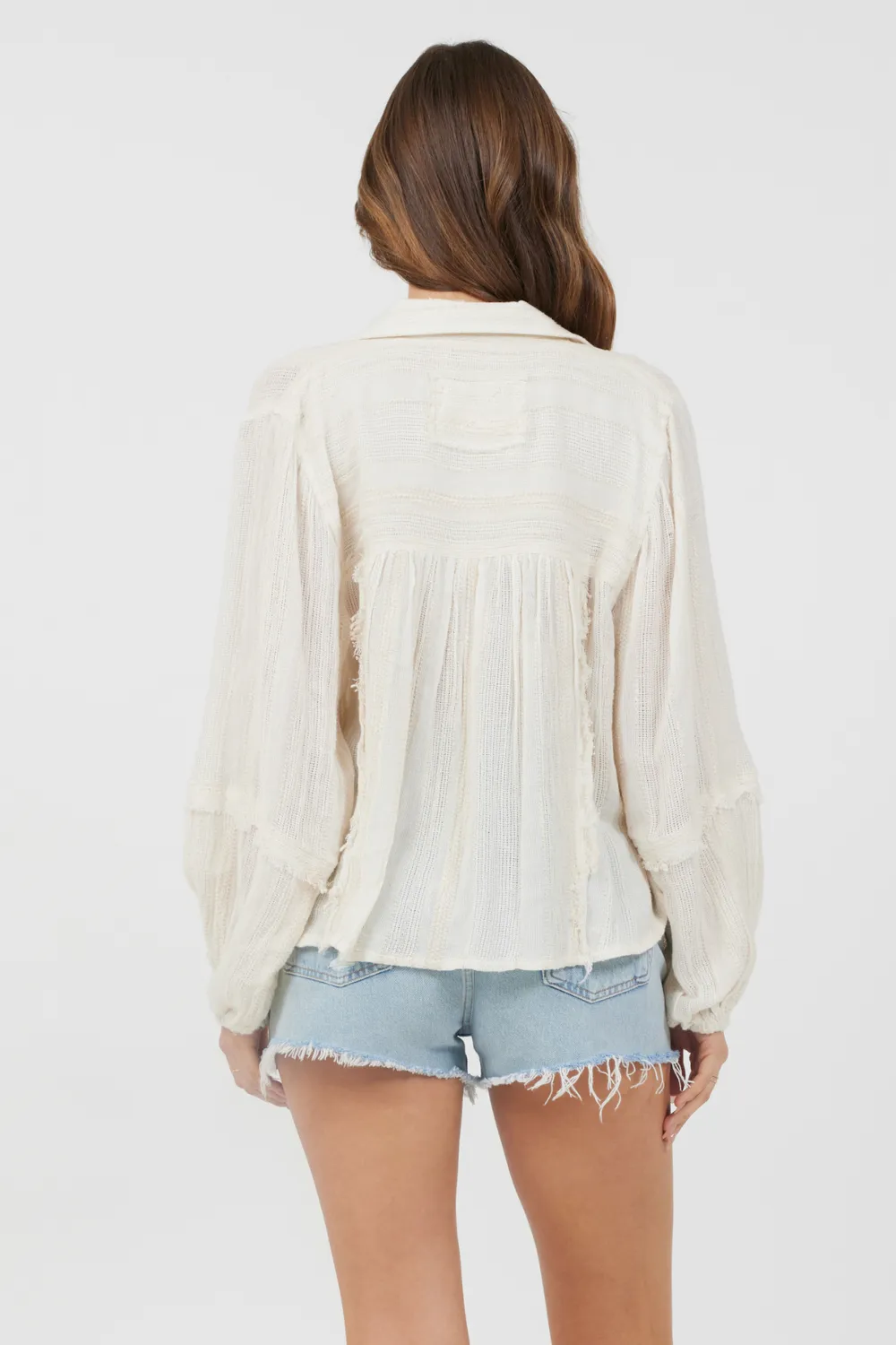 Ivory Multi Texture Polo Blouse