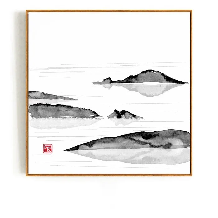 Japanese Mountain Wall Art With Frame