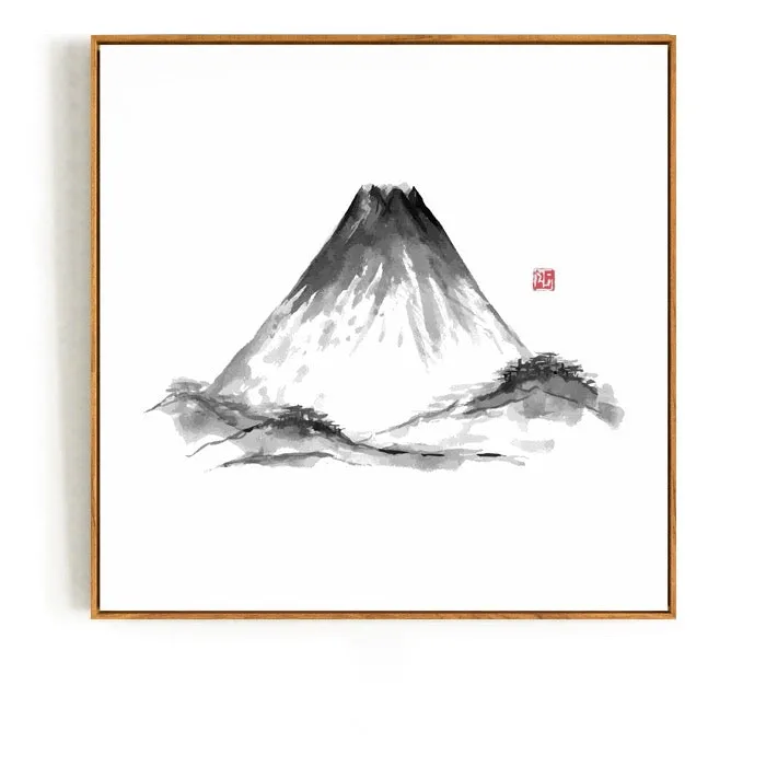 Japanese Mountain Wall Art With Frame