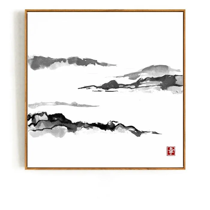 Japanese Mountain Wall Art With Frame