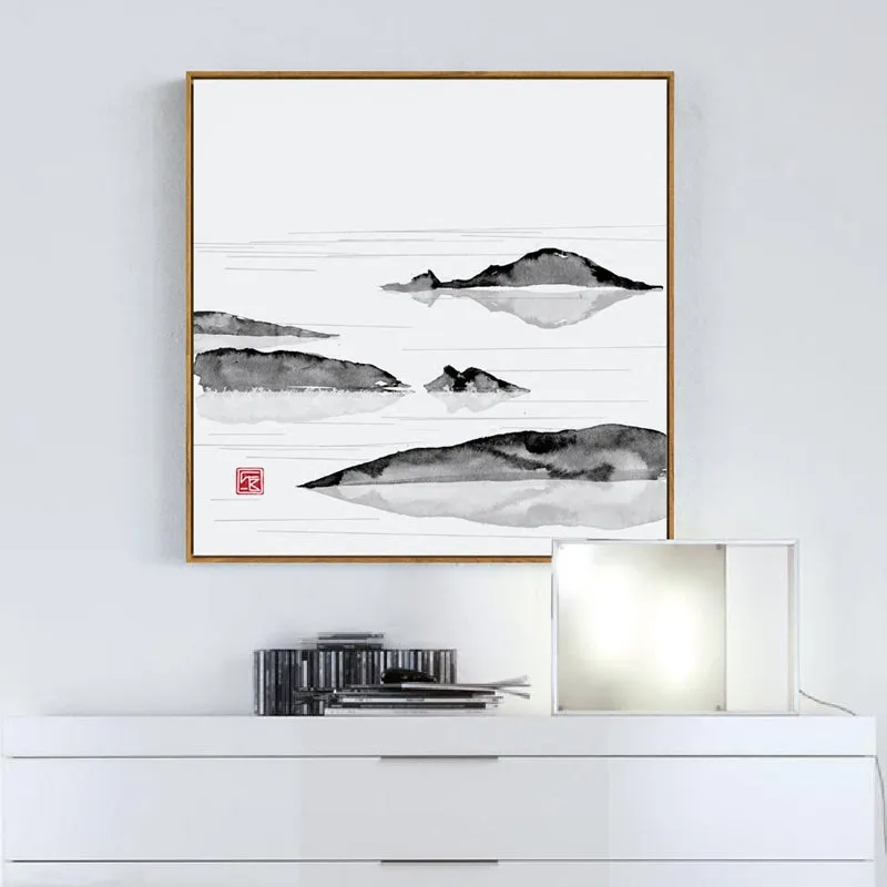 Japanese Mountain Wall Art With Frame