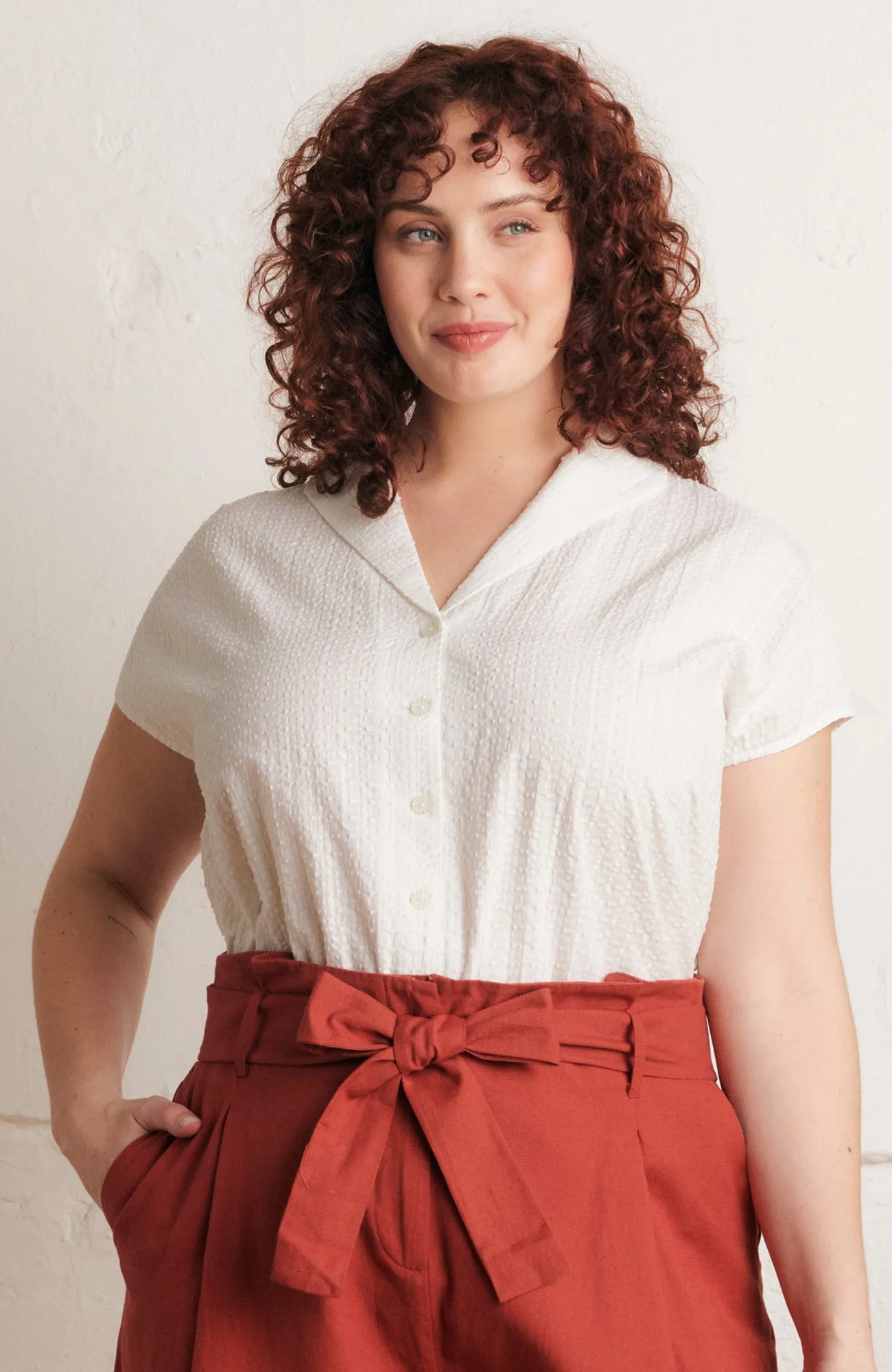 Julia Chalk Seersucker Dobby Blouse