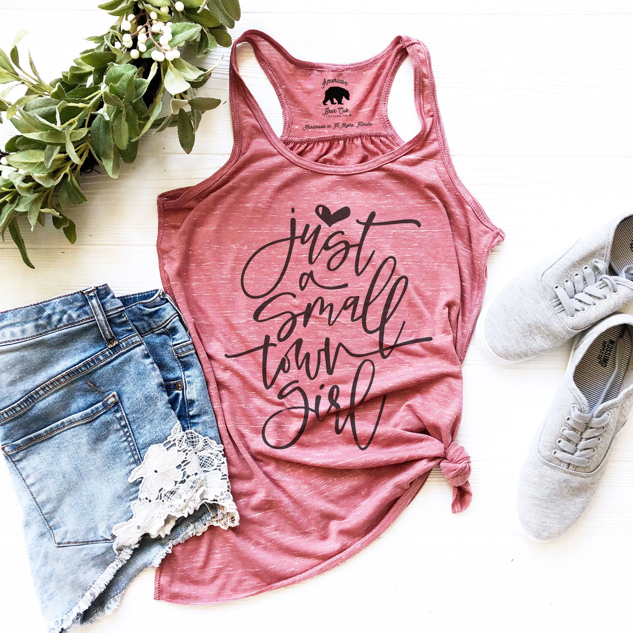 Just a Small Town Girl flowy racerback tank tops - light or dark artwork