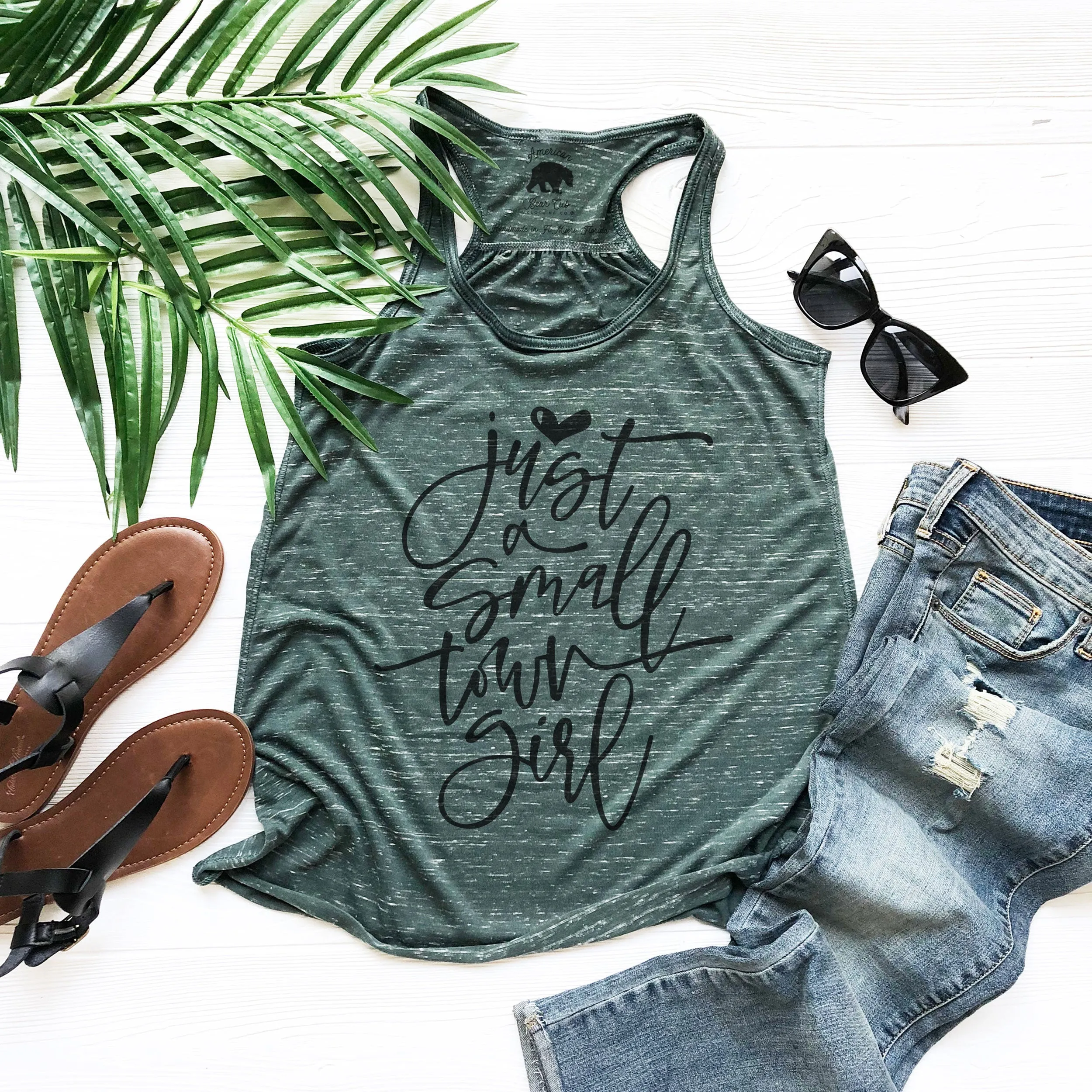 Just a Small Town Girl flowy racerback tank tops - light or dark artwork