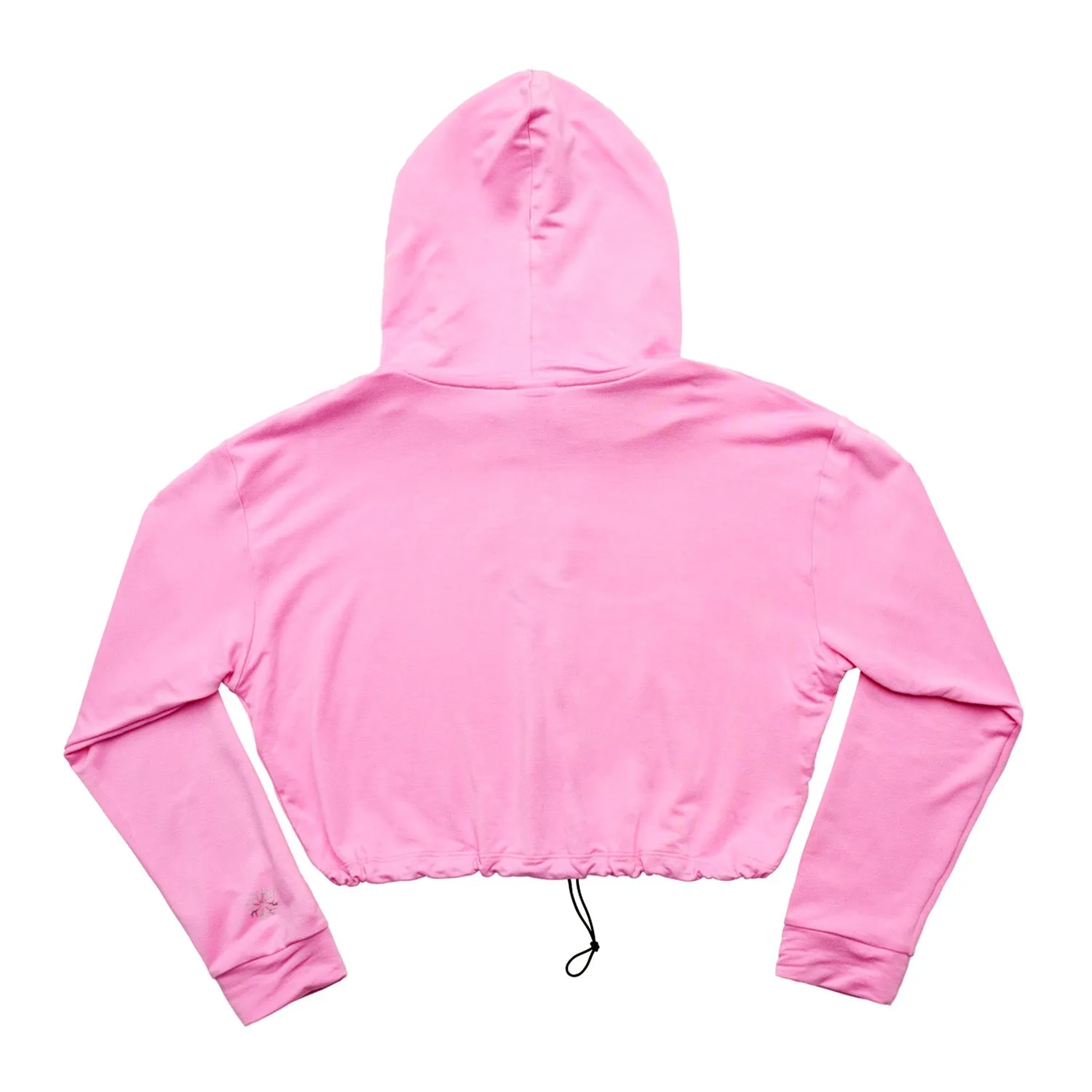 Justine: Drawstring Hoody in Pink with 'Flo' Print