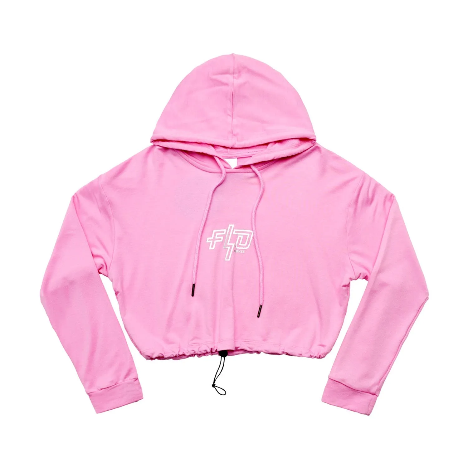 Justine: Drawstring Hoody in Pink with 'Flo' Print