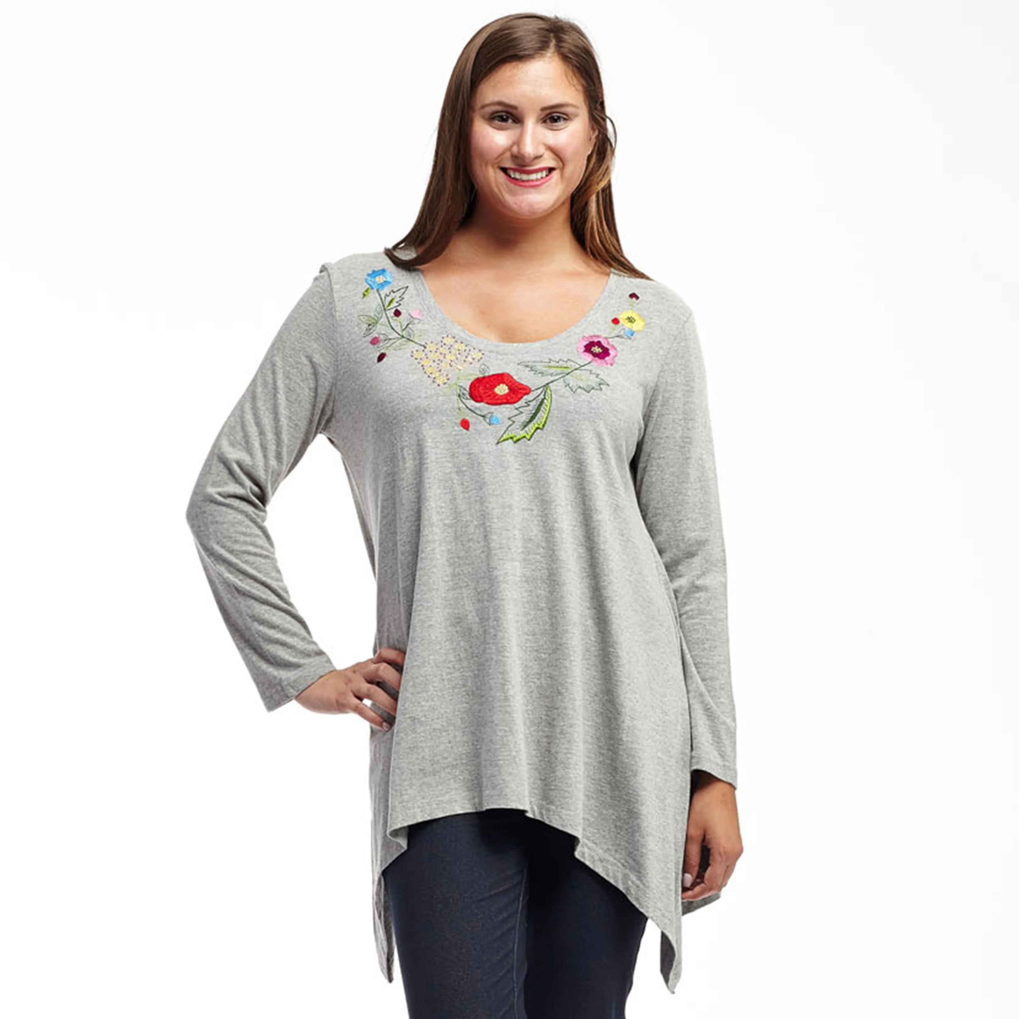 La Cera Floral Embroidered Top