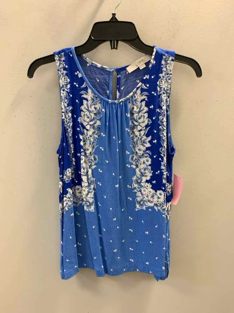 LOFT Tops Size M BLUE/ROYAL BLUE Floral SLEEVELESS TOP