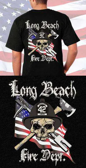 Long Beach Fire Department Skull Back Design