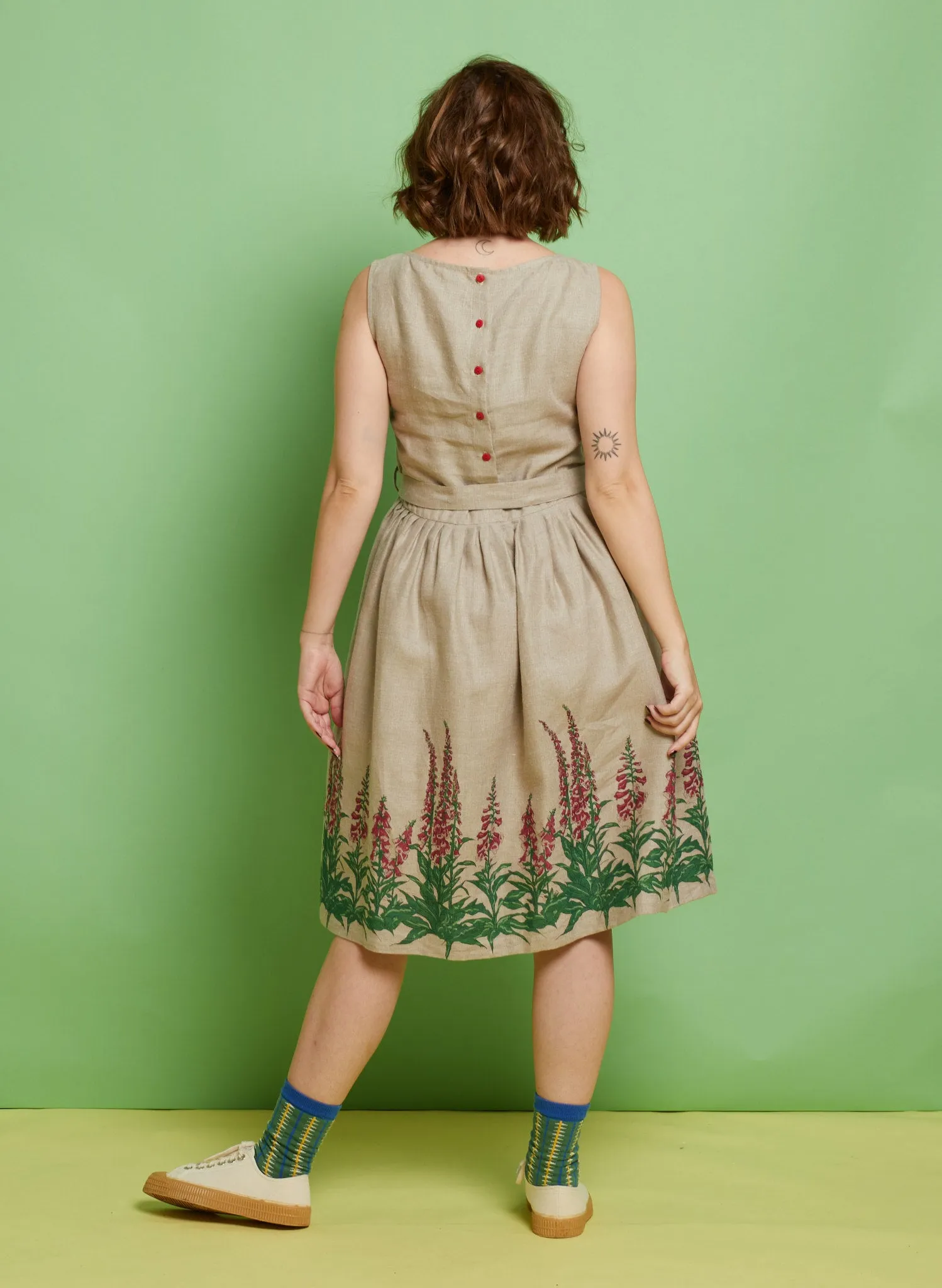 Mabel Dress - Foxgloves Natural Linen