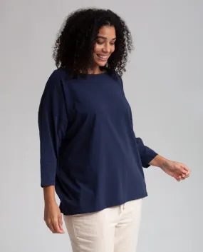 Mafalda Organic Cotton Top In Navy