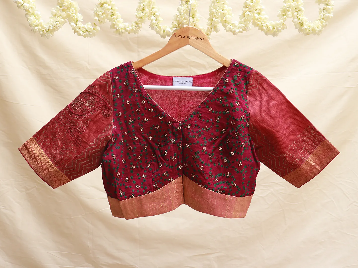 Maroon, Bandini and mangalgiri cotton blouse