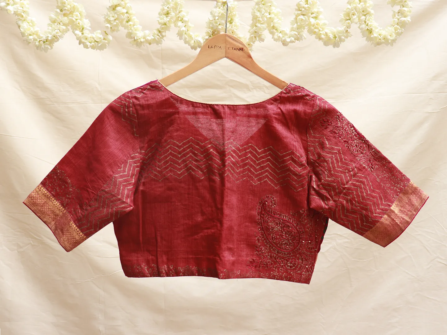 Maroon, Bandini and mangalgiri cotton blouse