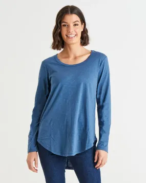 Megan Cotton Top Steel Blue