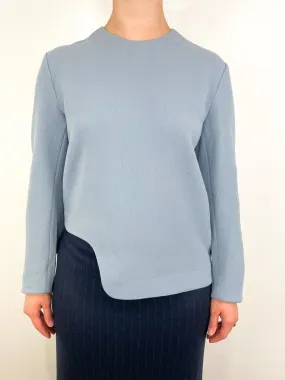 Melee Crepe Long Sleeve Cropped Top in Light Blue