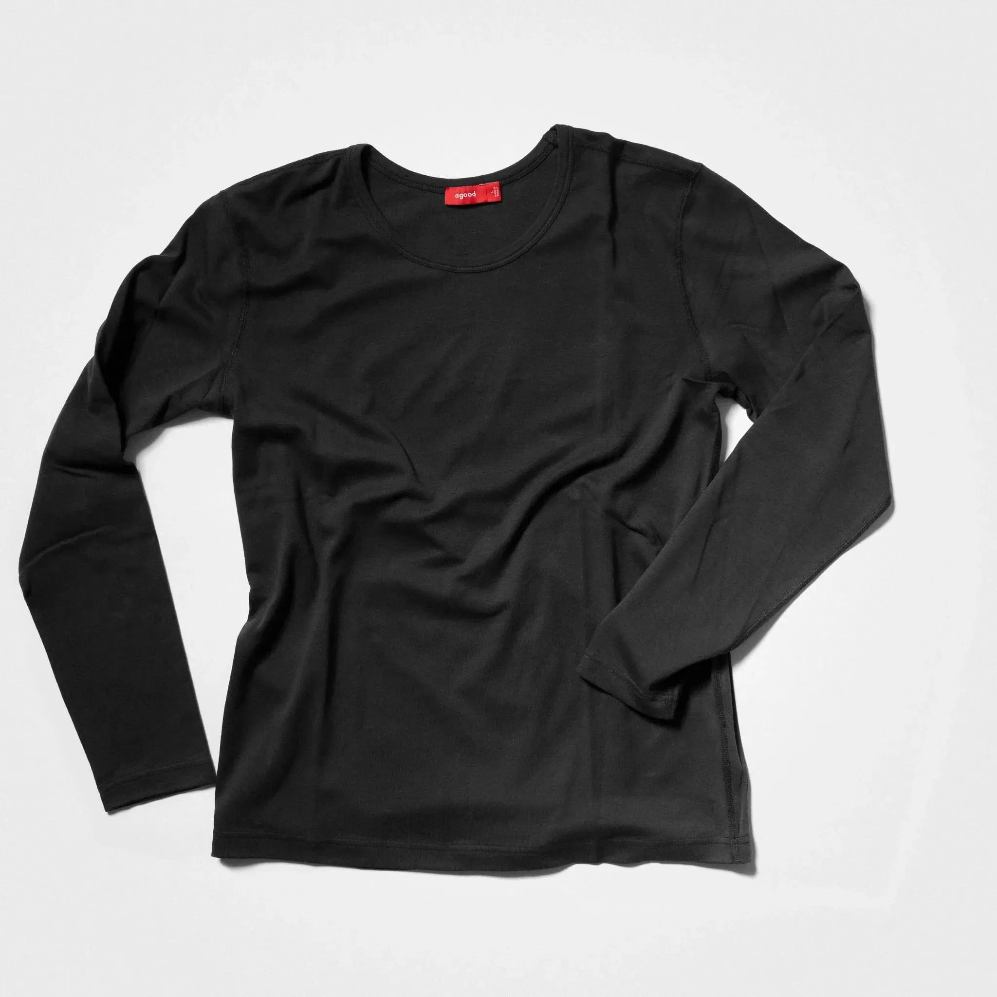 Men’s Recycled Cotton Crew Neck Long Sleeve, Black