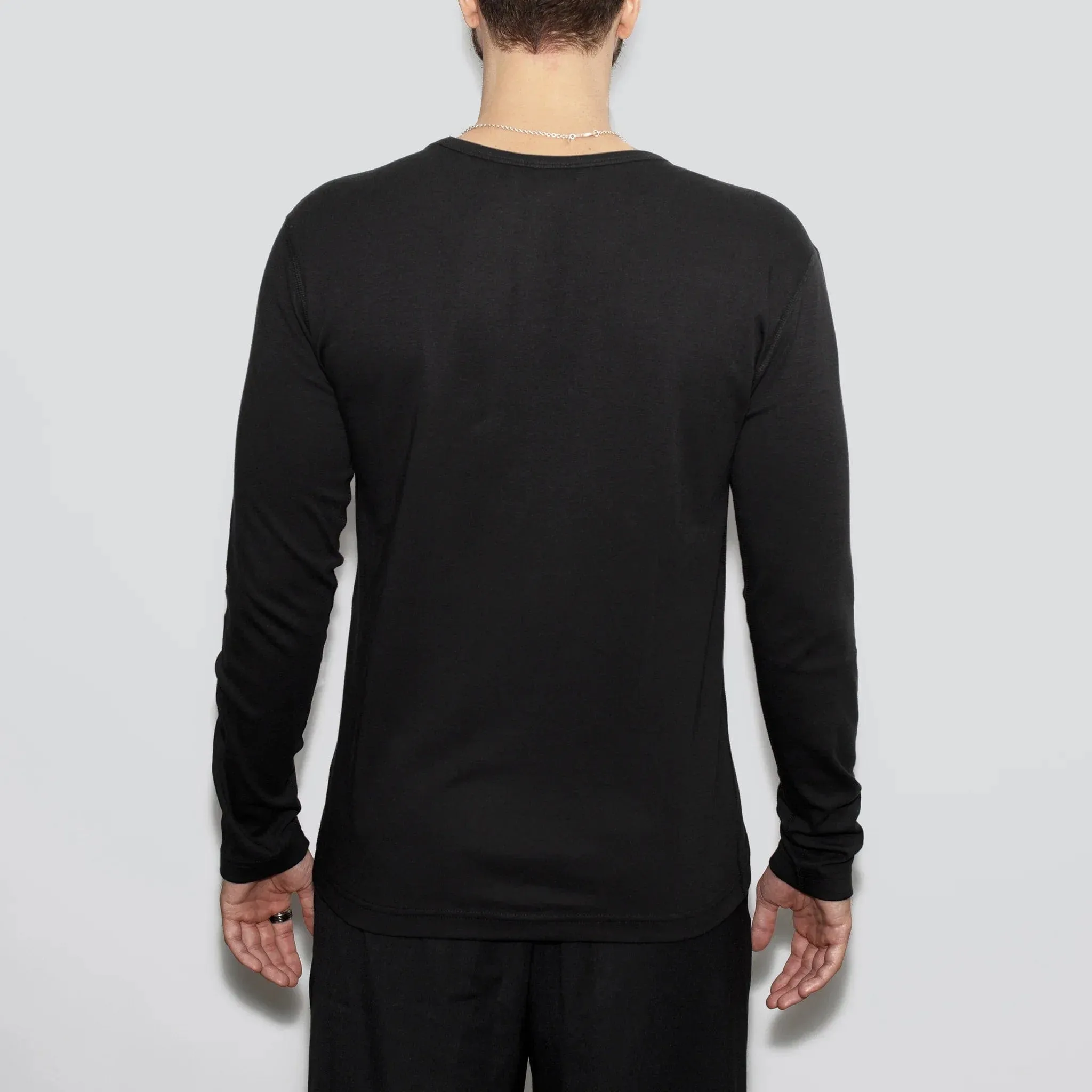 Men’s Recycled Cotton Crew Neck Long Sleeve, Black