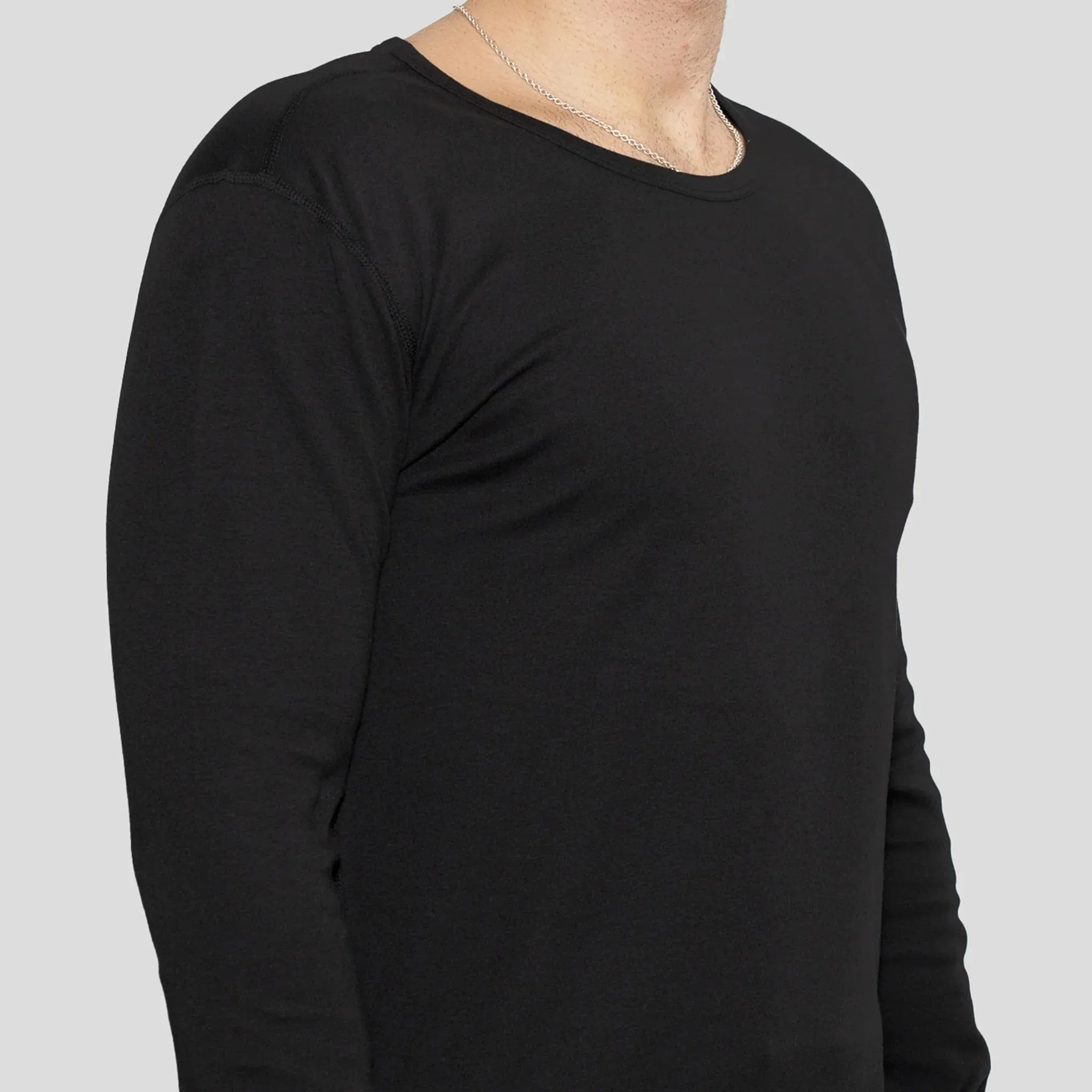 Men’s Recycled Cotton Crew Neck Long Sleeve, Black