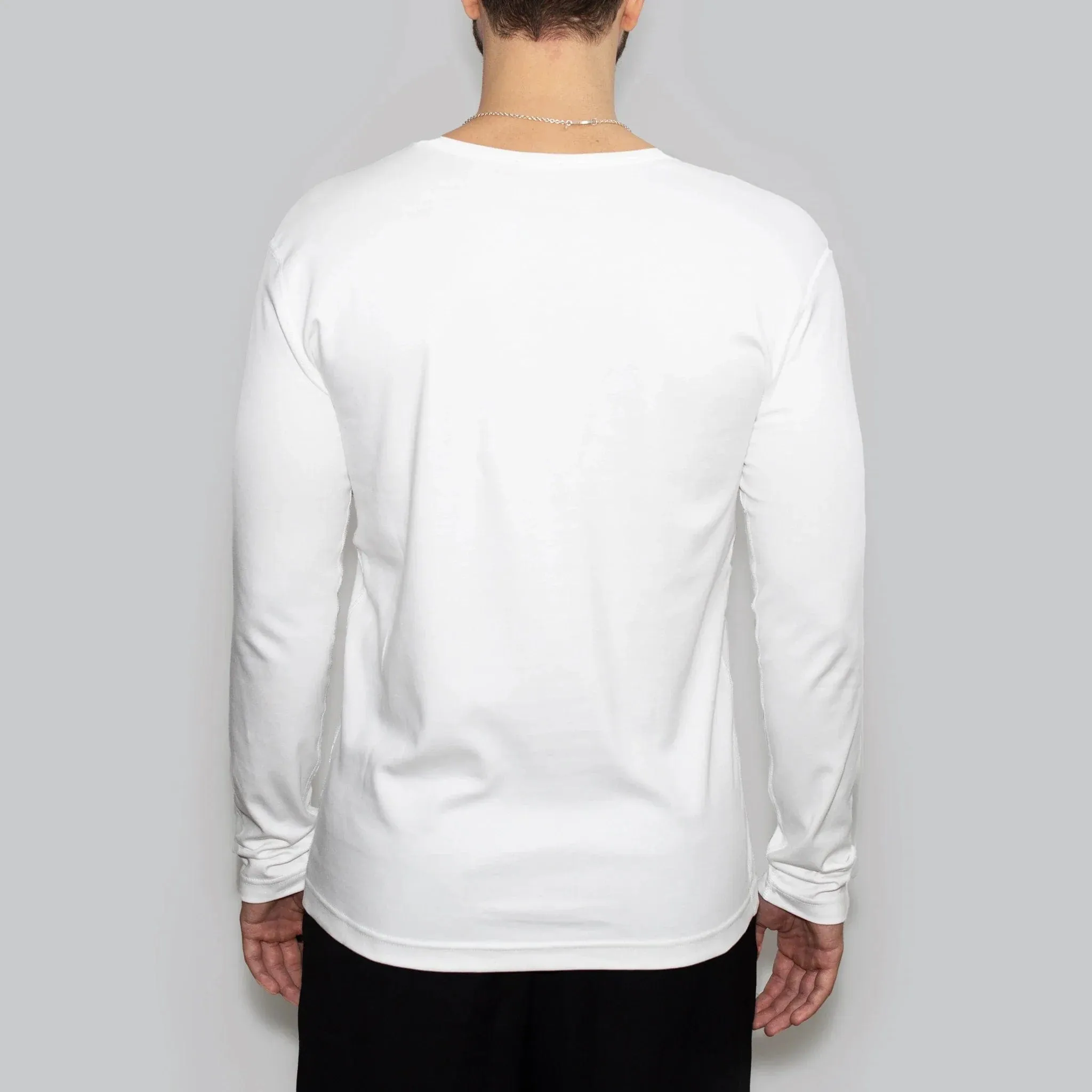 Men’s Recycled Cotton Crew Neck Long Sleeve, White