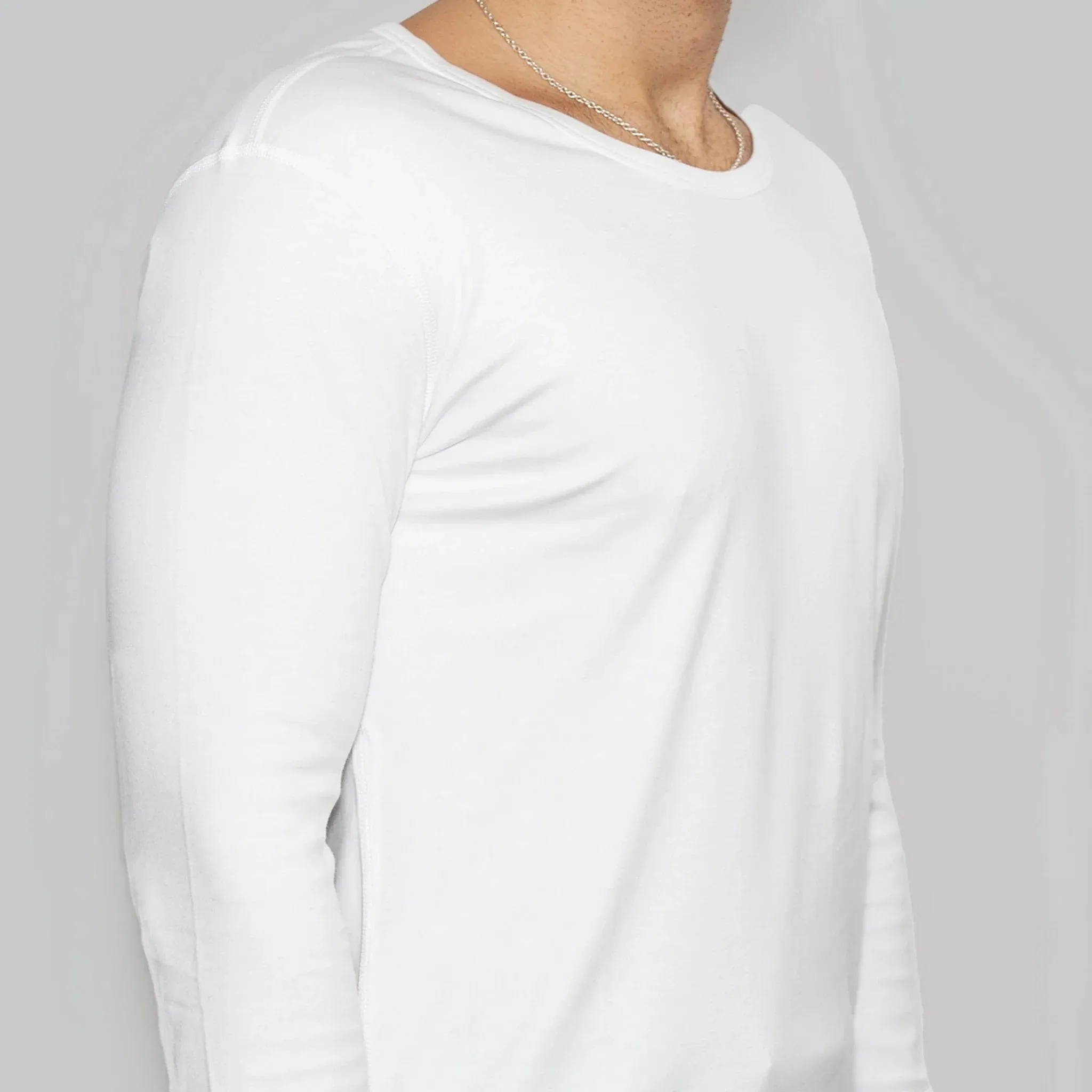 Men’s Recycled Cotton Crew Neck Long Sleeve, White