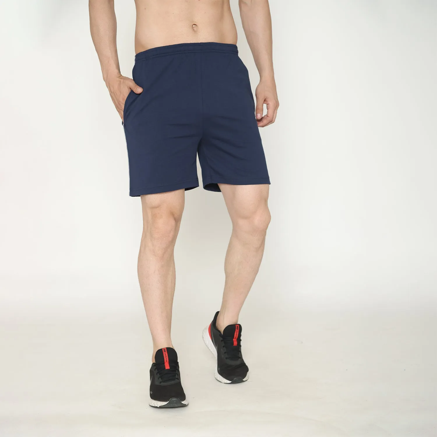 Men's Solid Knitted Shorts - Navy