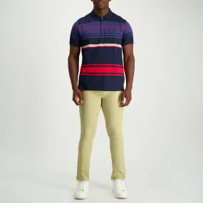 MENS ZAFF NAVY/RED/KHAKI Y/DYE STRIPE GOLFER (SINGLE MERC)