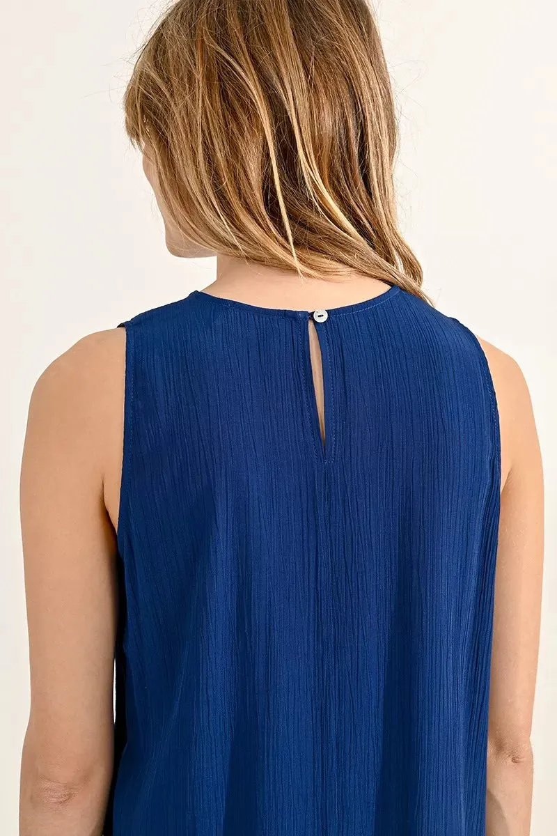 Molly Bracken Viscose Tank Top in Navy Blue