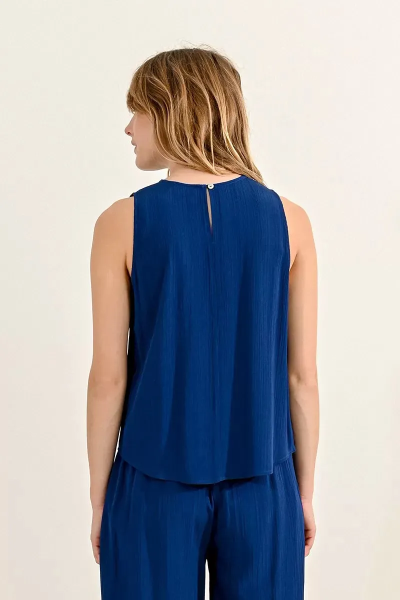 Molly Bracken Viscose Tank Top in Navy Blue