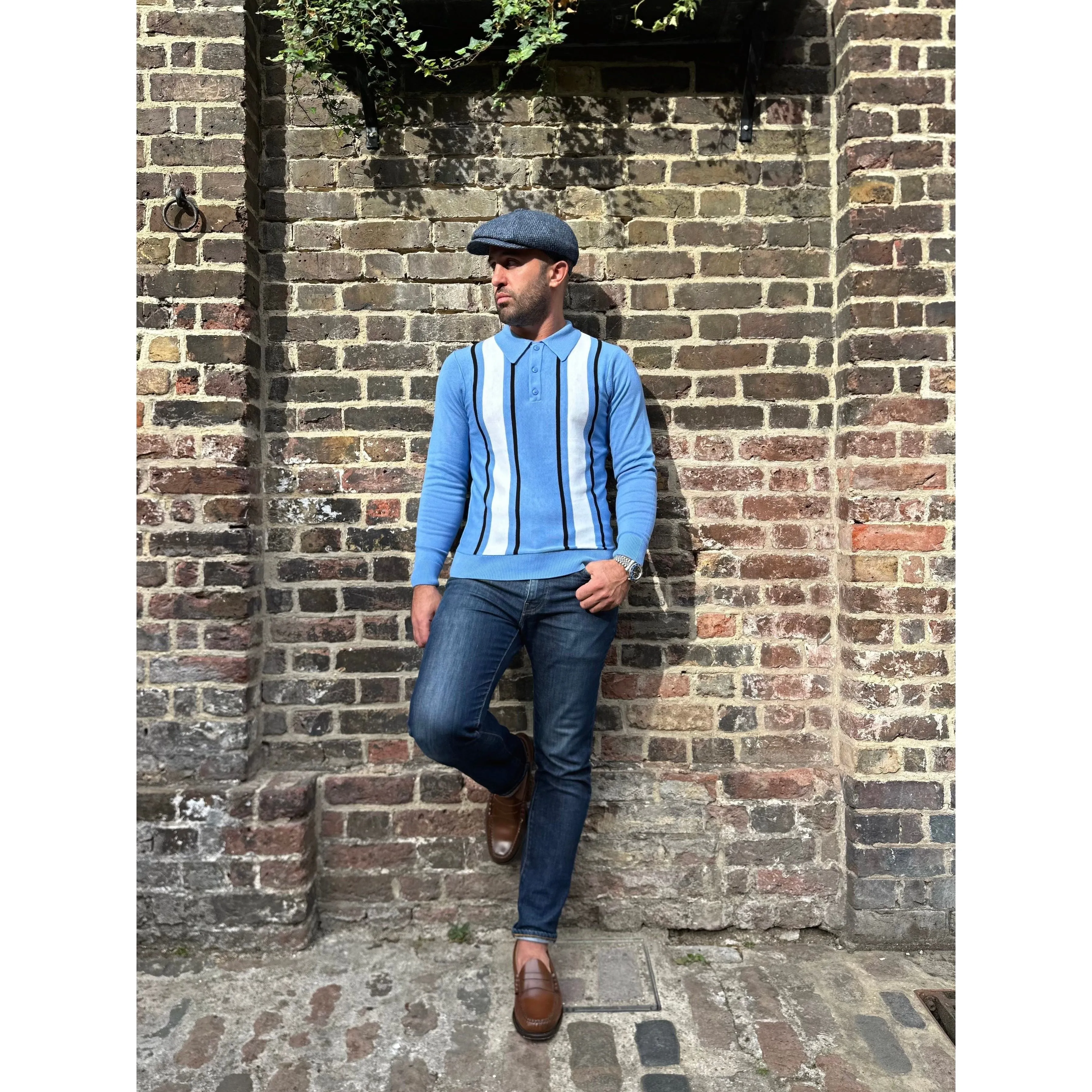 Mr. Bridger - The 'Mario' Marina Blue L/S - Polo Knit