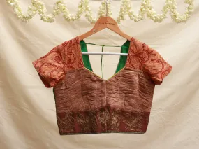 Orange and emerald green Hand embroidery blouse