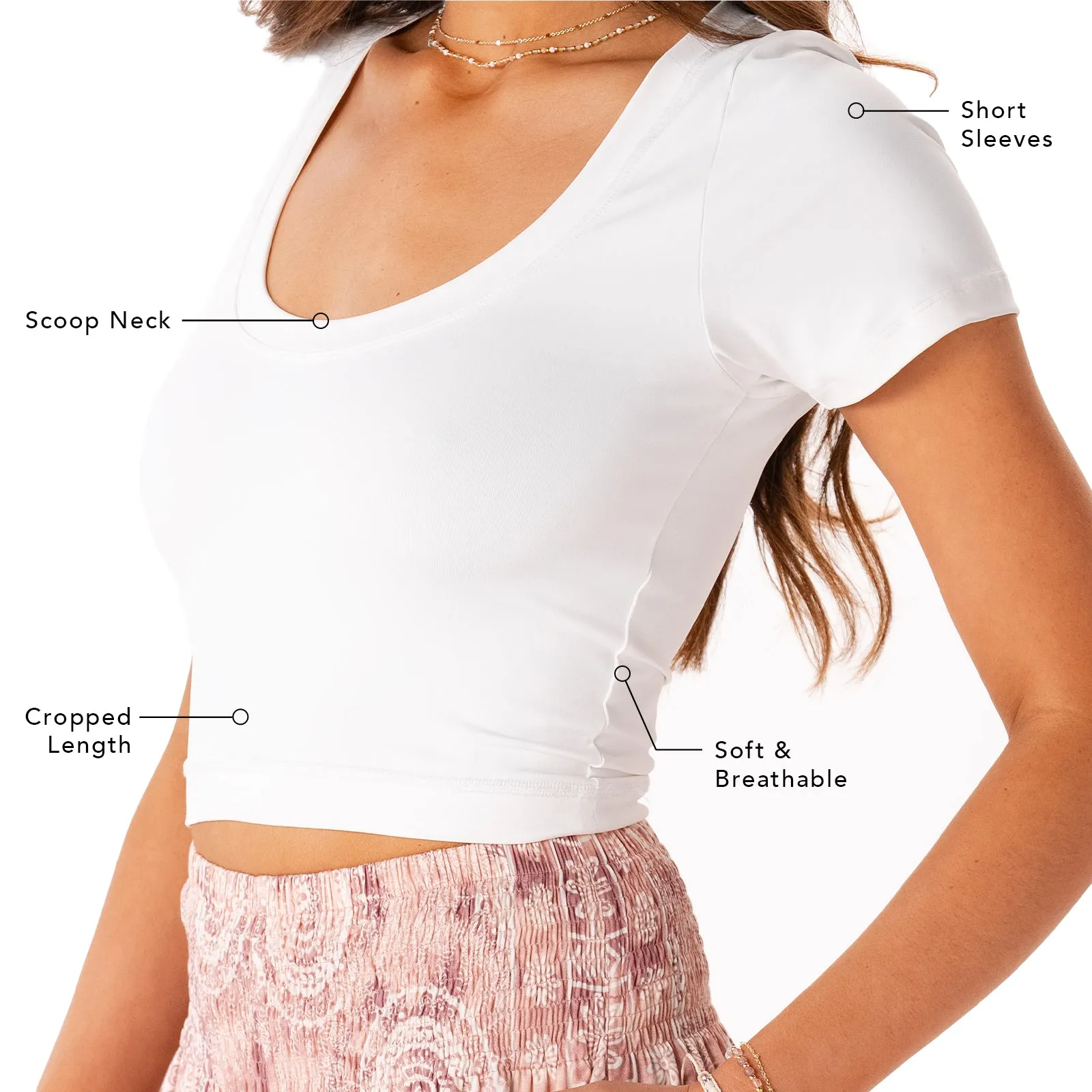 Pearl Cropped Yin Scoop Neck Top