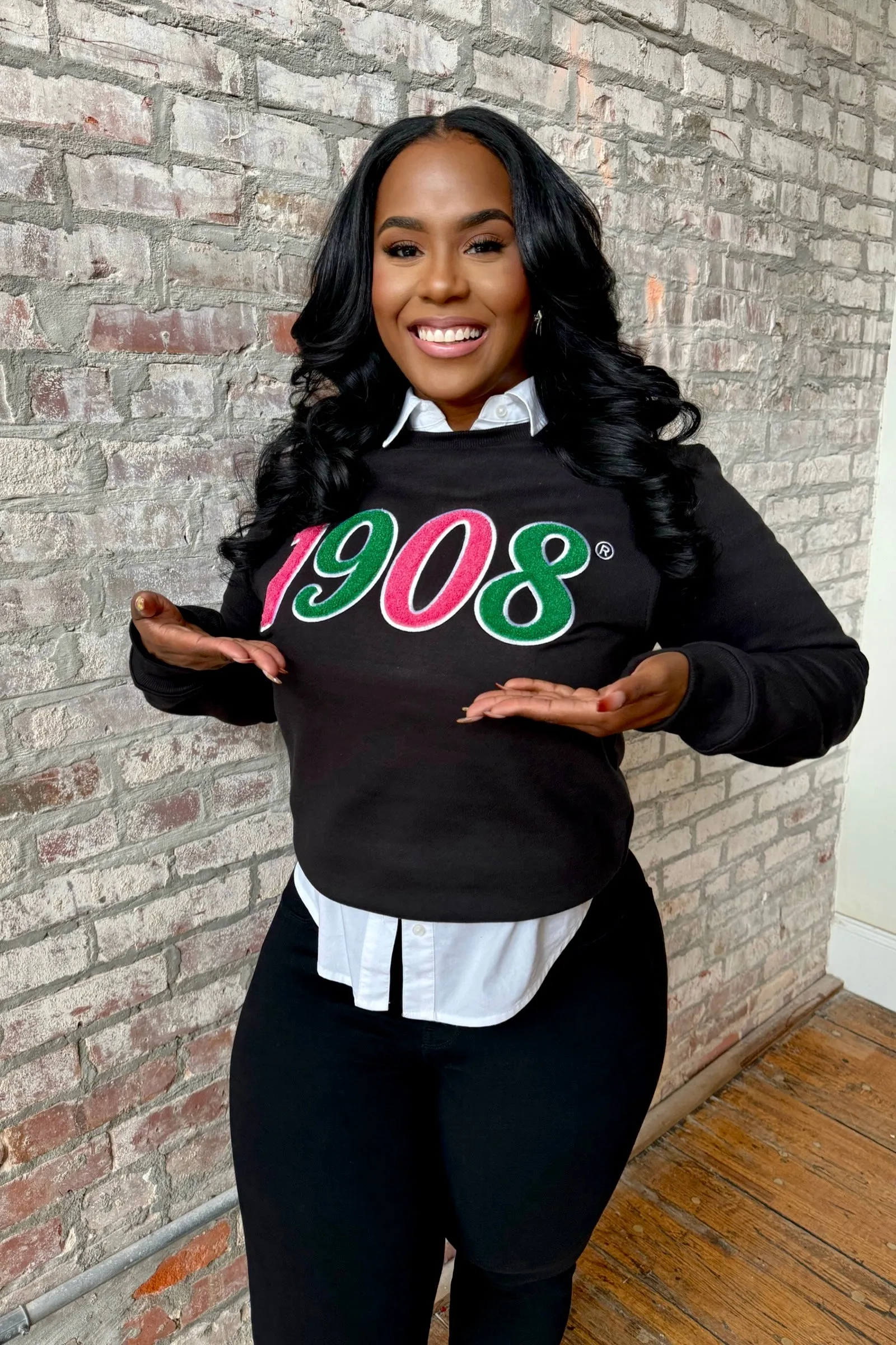 Pink/Green 1908 Chenille Sweatshirt