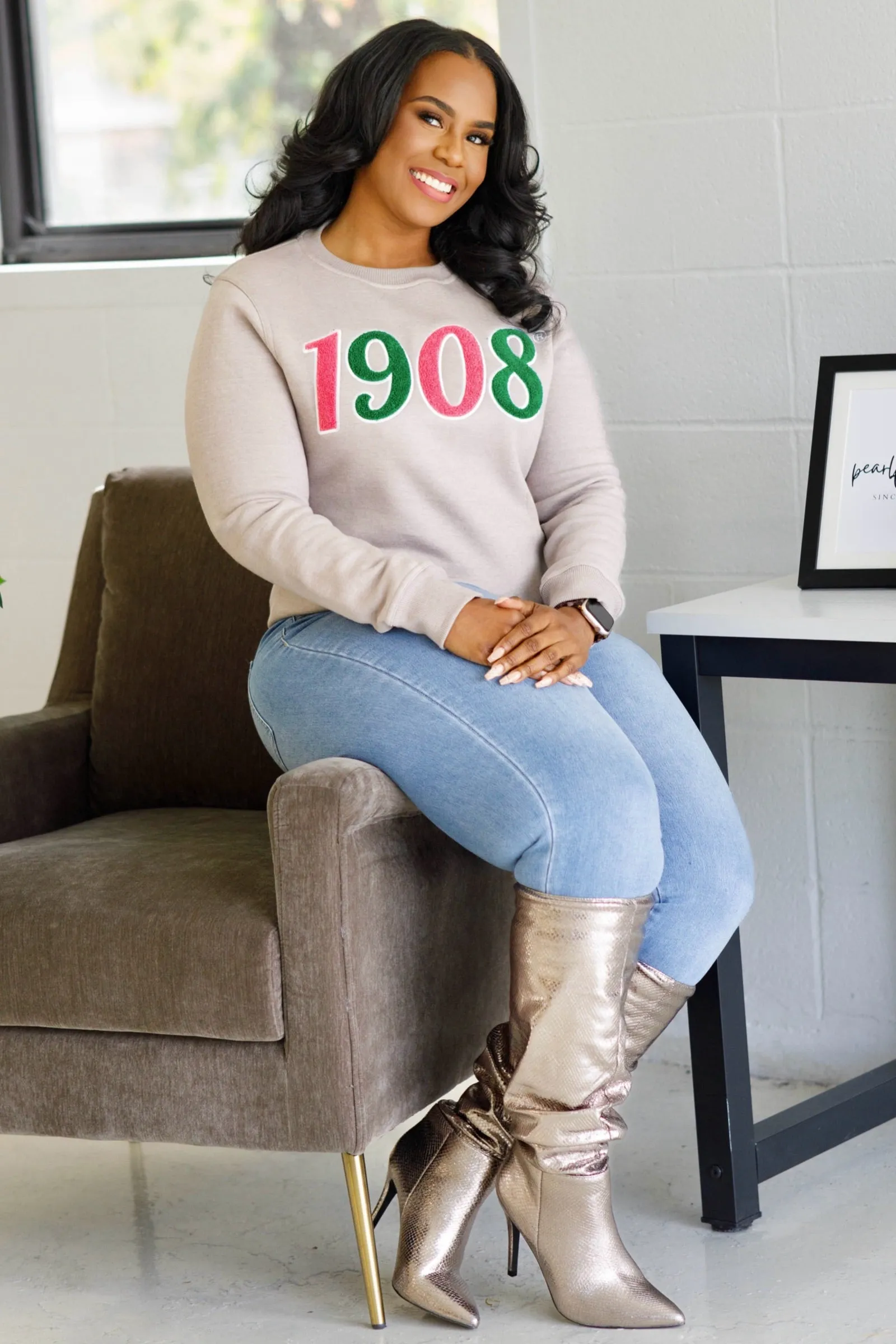 Pink/Green 1908 Chenille Sweatshirt