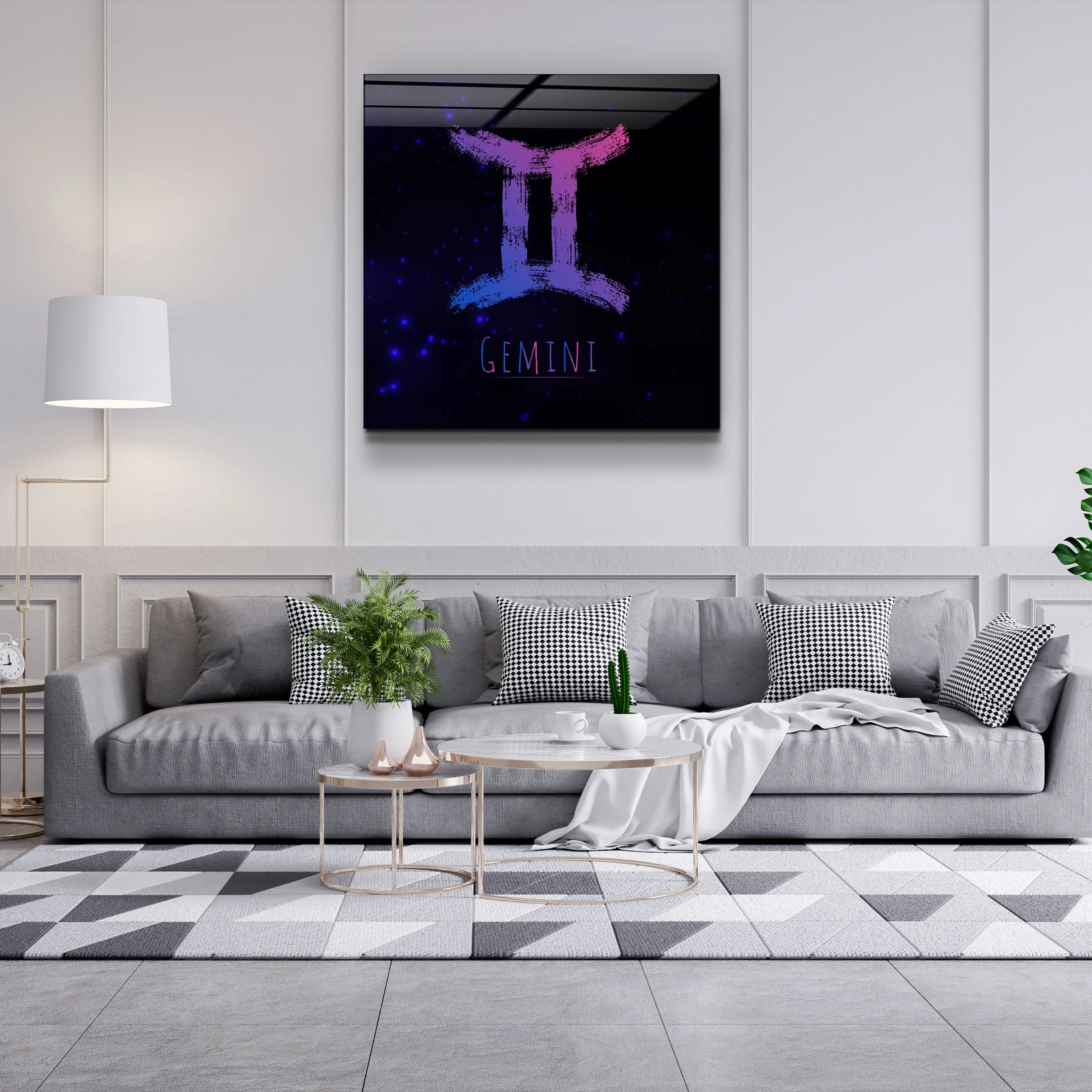 ."Zodiac V2 - Gemini". Glass Wall Art